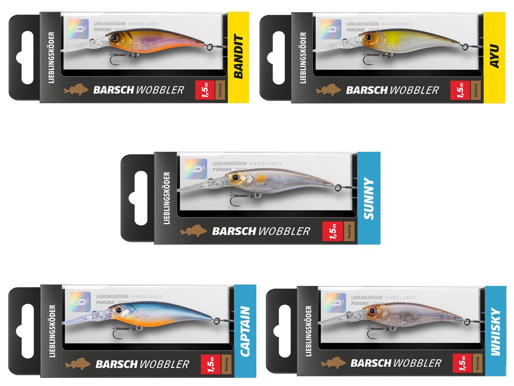 Lieblingskorb Kunstköder Barschwobbler Set - Lieblingsköder - 5 er Set Klares Wasser, (Klar, 5-St. Barschwobbler klar), Effektiver Lauf, Exzellente Verarbeitung