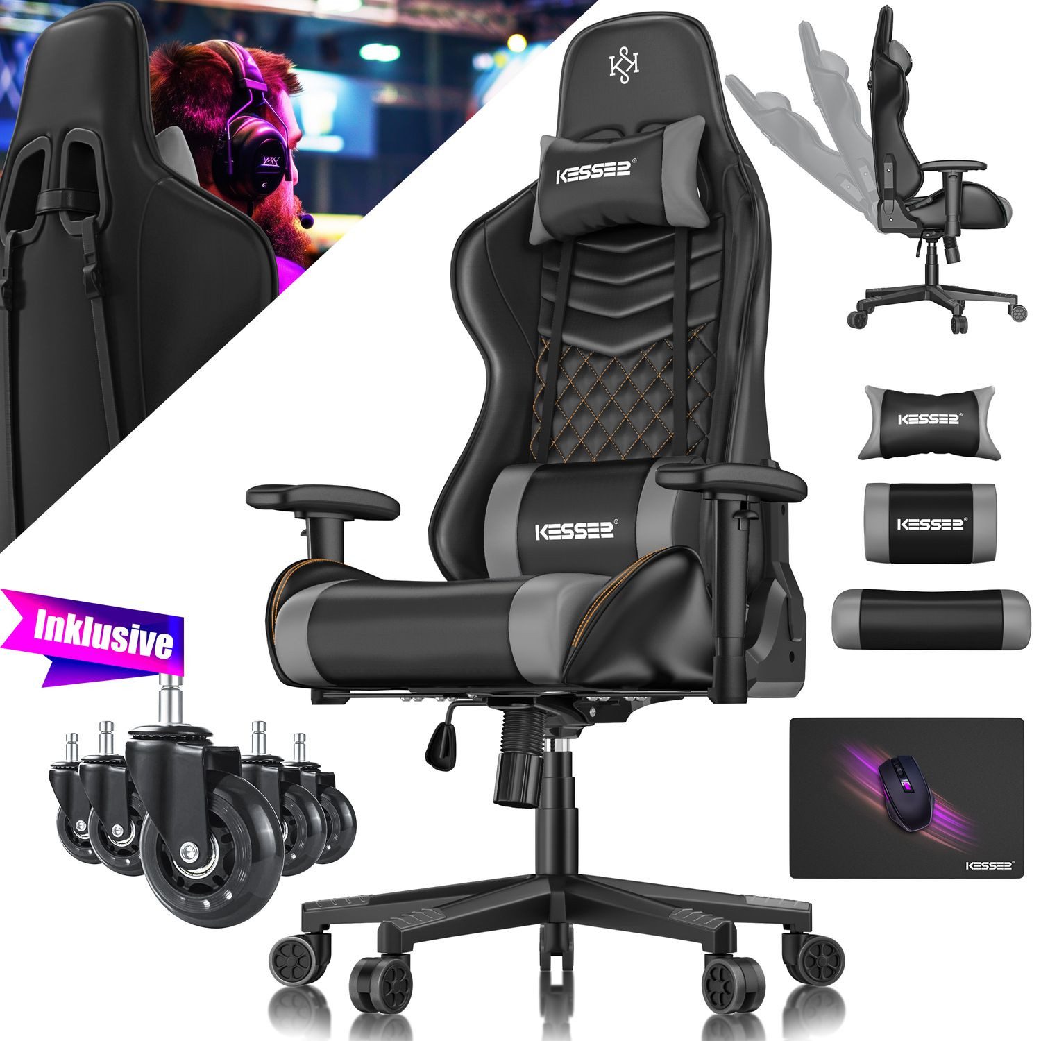 KESSER Gaming Chair, Ergonomisch Gamingstuhl 150kg günstig online kaufen