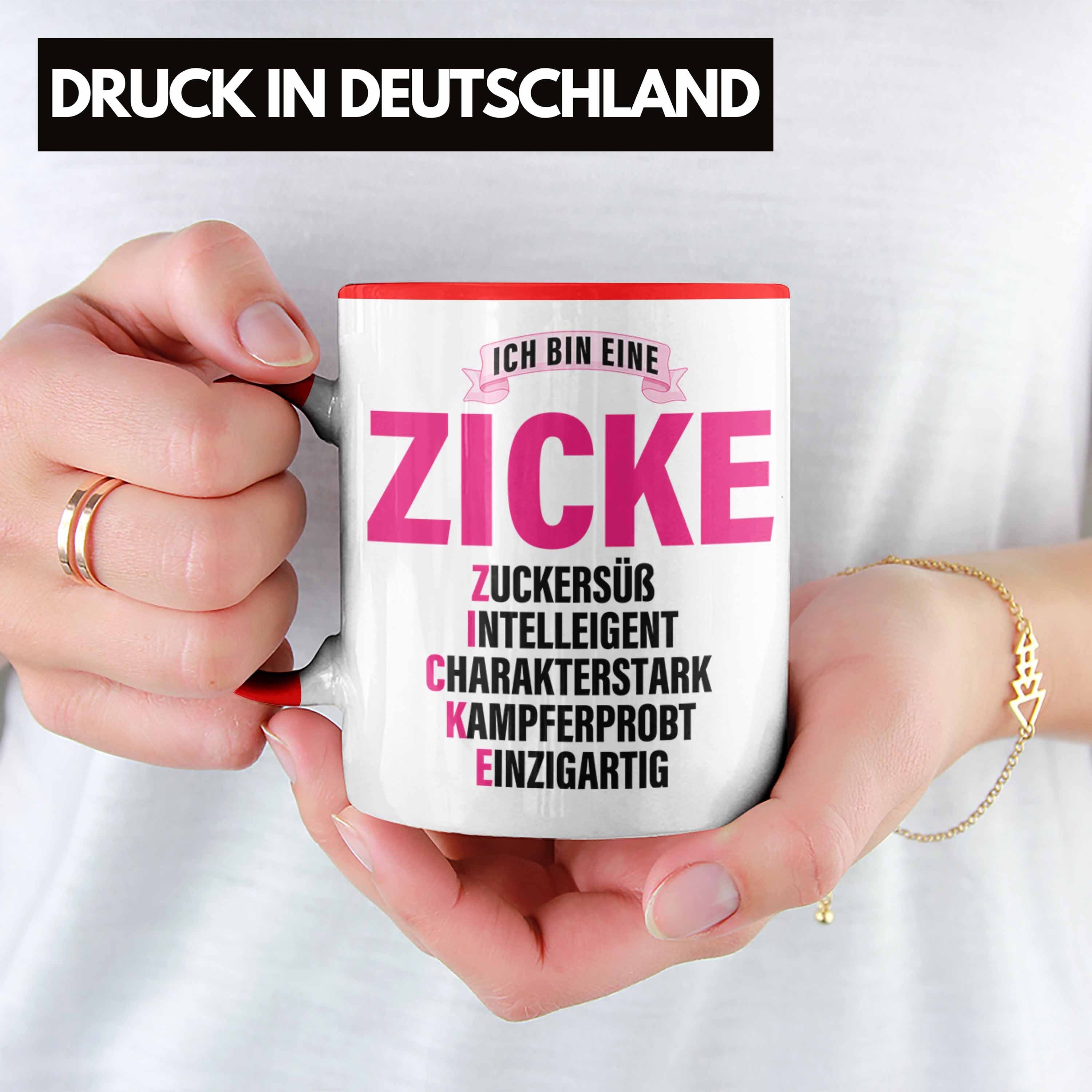 Tasse Geschenk Frau Lustig Frauen - Trendation für Rot Trendation Pink Zicke Kaffeetasse Tasse
