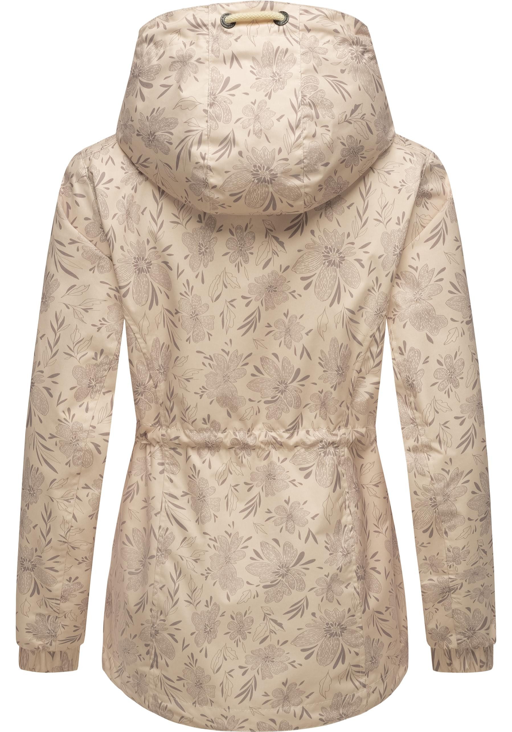Ragwear Outdoorjacke Dankka Spring Wasserdichte Damen Jacke mit floralem Allover-Print