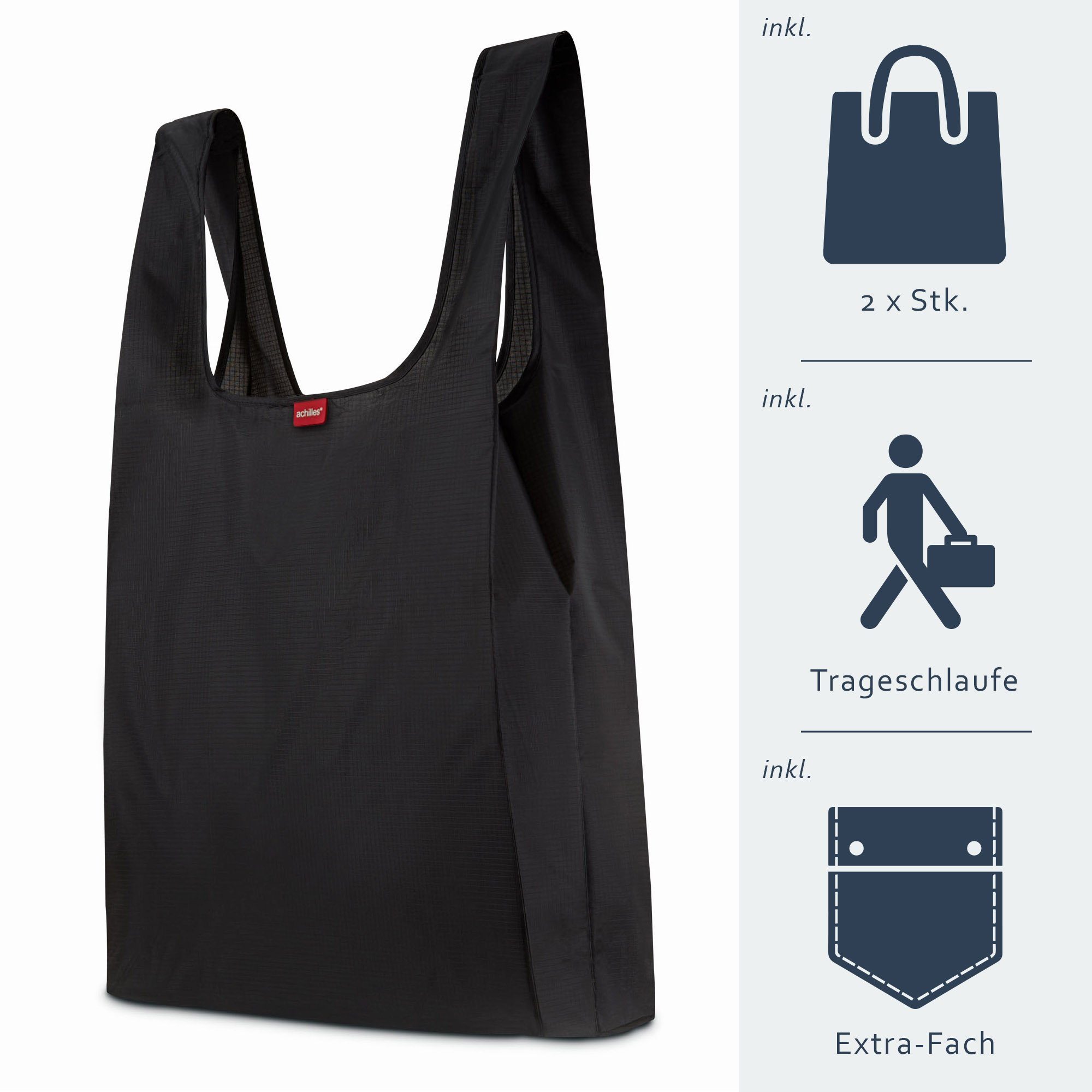 achilles Einkaufsbeutel 2 Stück Einkaufstaschen Falt-Taschen Stabile Trage- günstig online kaufen