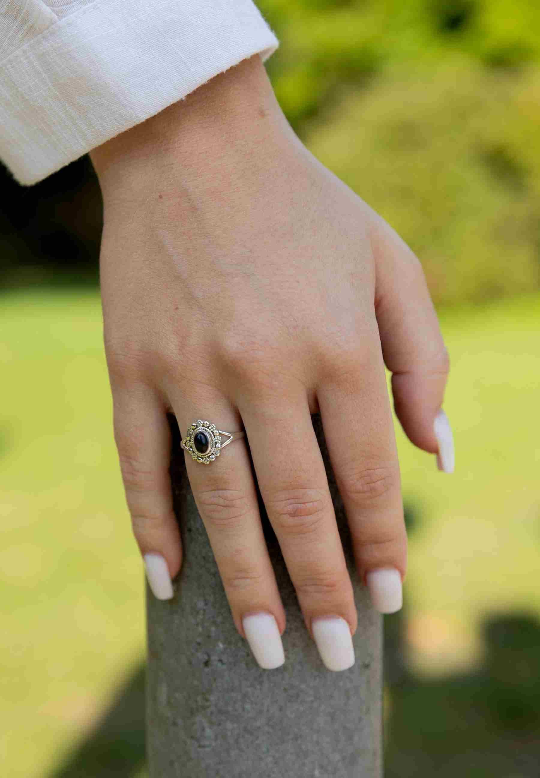 mantraroma Silberring BUKUR aus 925 Silber mit Onyx (Ring mit Schmuckbeutel günstig online kaufen