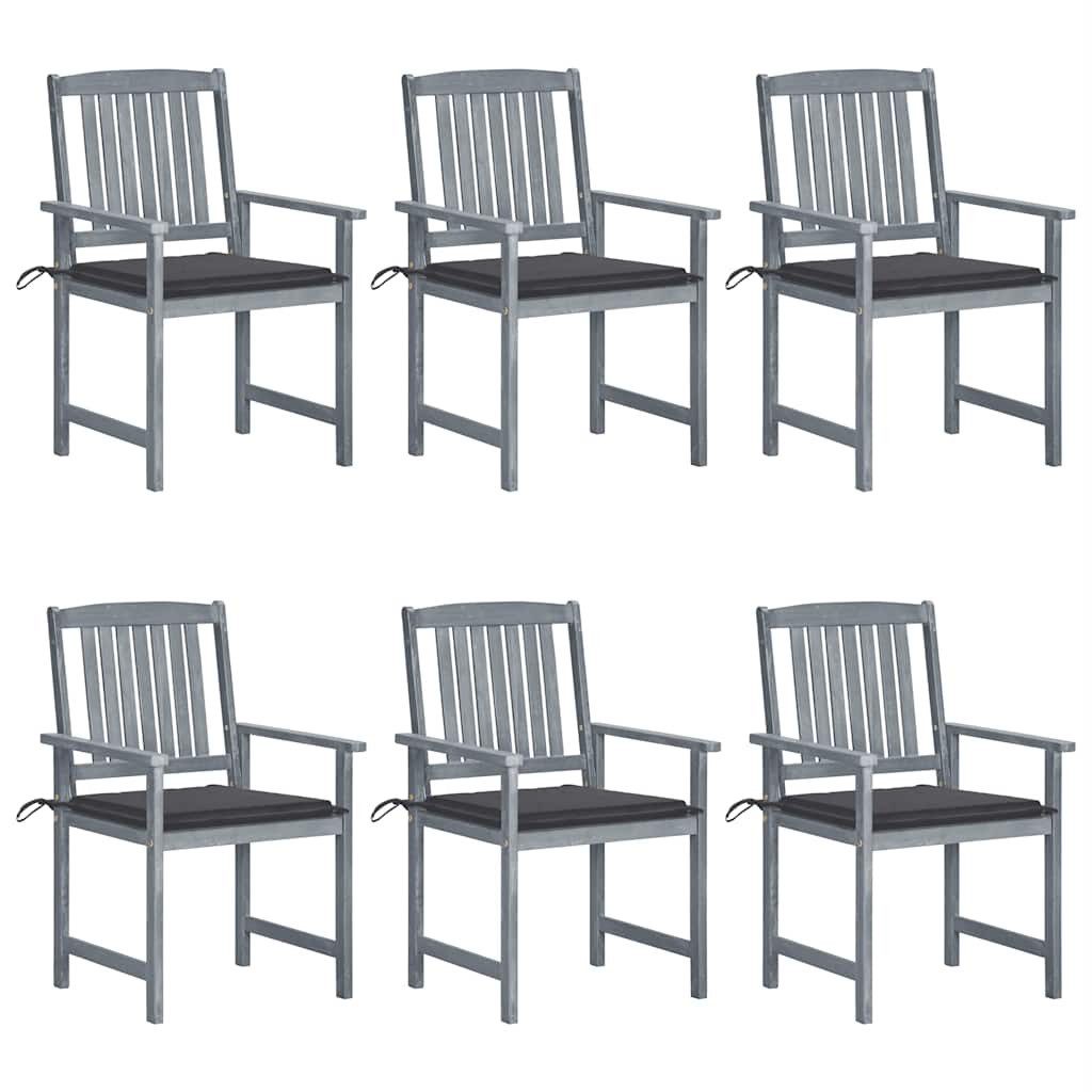 Gartenstuhl Gartenstühle mit Kissen 6 Stk. Massivholz Grau