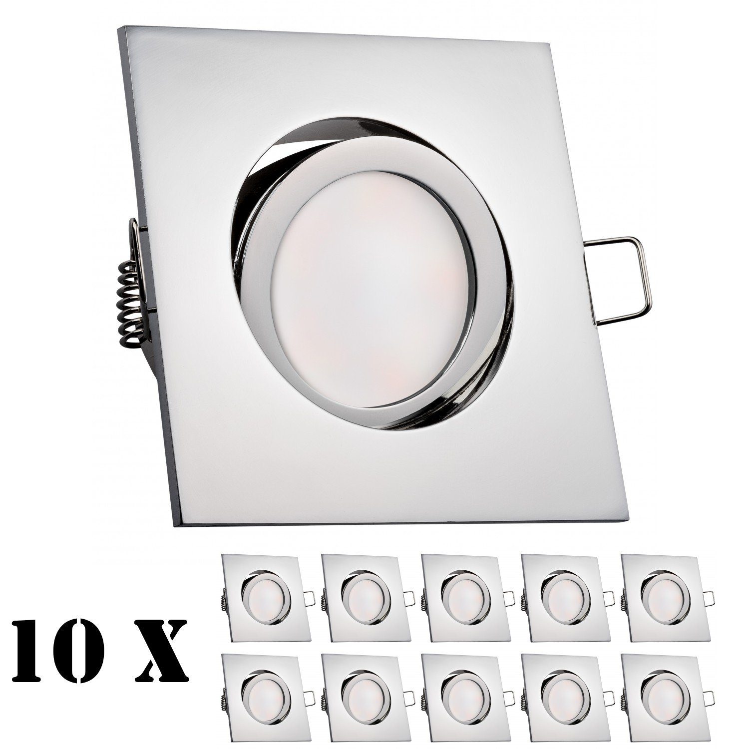 extra Leuchtmittel Einbaustrahler Einbaustrahler in chrom v LED 5W LEDANDO 10er LED flach Set mit