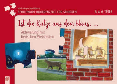 Verlag an der Ruhr Puzzle Sprichwort-Bilderpuzzles für Senioren: Ist die Katze aus dem Haus..., 19 Puzzleteile