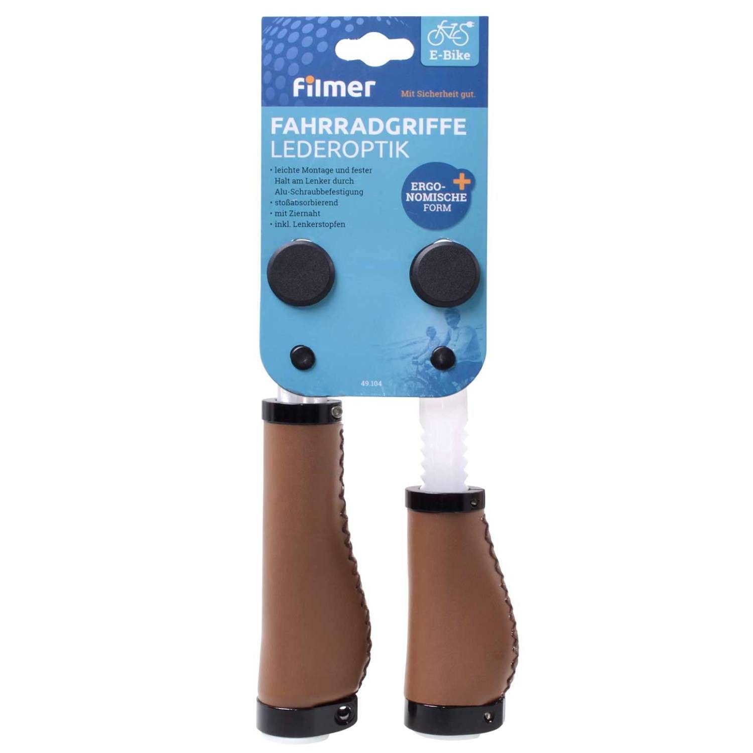 Diedrich Filmer GmbH Fahrradlenkergriff Fahrrad-Griffe Ergonomisch für Drehgriff Schaltung (2x Lenkergriffe, 2-St., Set), Set Kurz Lang Lenker-Griffe Ergo PU Leder Lenkergriffe Fahrradgriffe