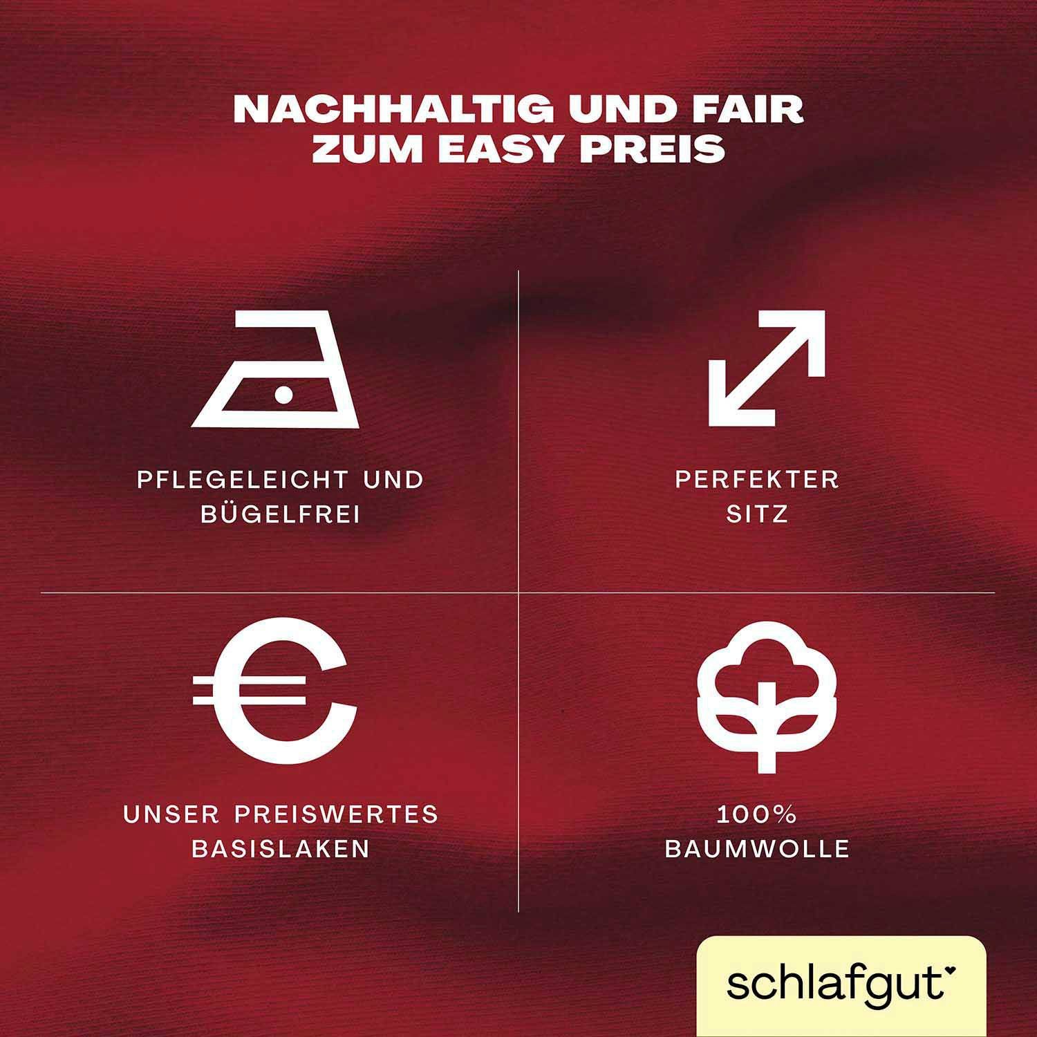 Schlafgut Spannbettlaken EASY JERSEY Bettlaken, 150 g/m², 100% Baumwolle, Spannbetttuch, Jersey, Gummizug: rundum, (1 Stück), Spannbettlaken bis 22 cm Höhe, büg – Bild 4 von 5