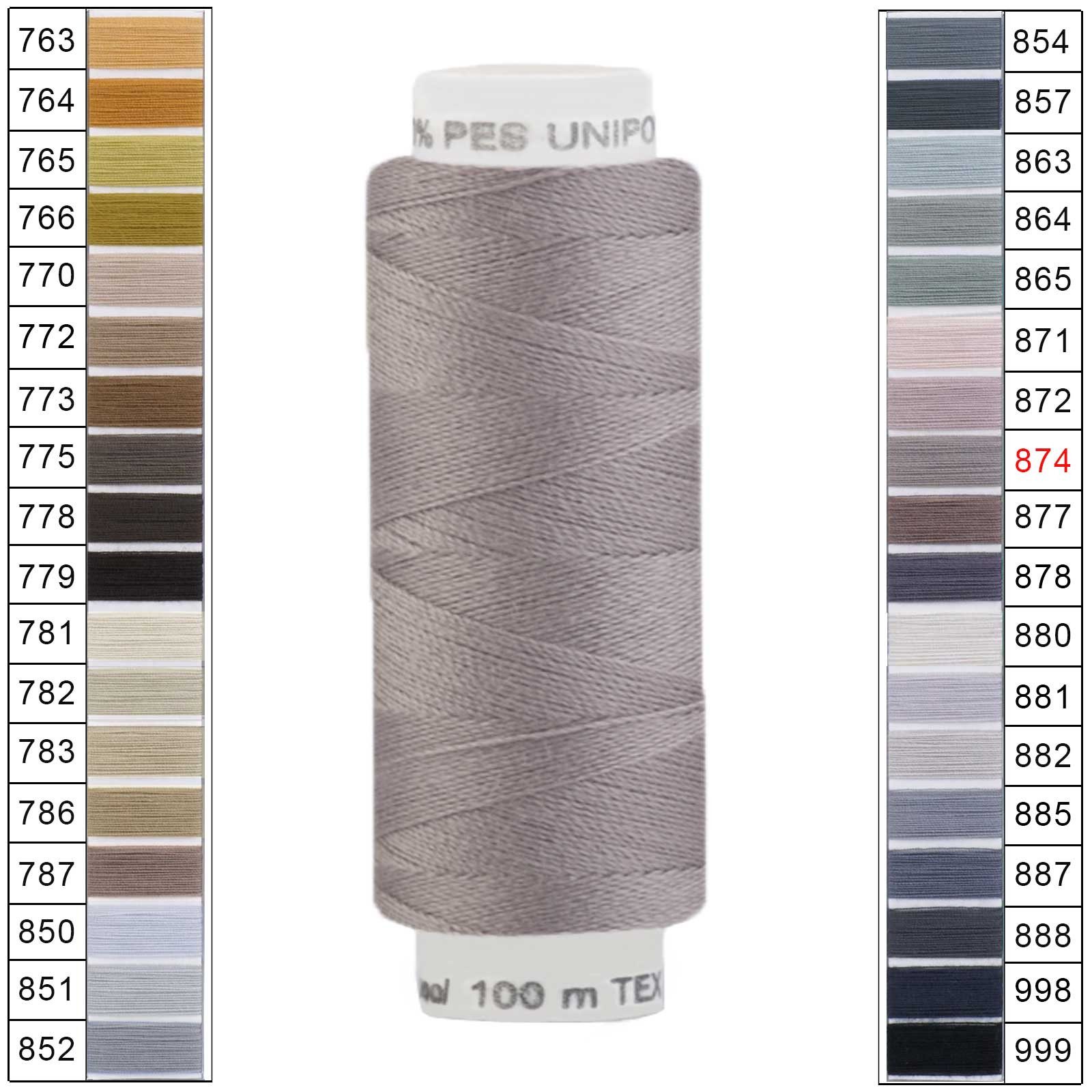 maDDma Nähgarn 100m Unipoly 120 TEX14x2 Farbwahl 6v6 Nähgarn, 100 m, 874