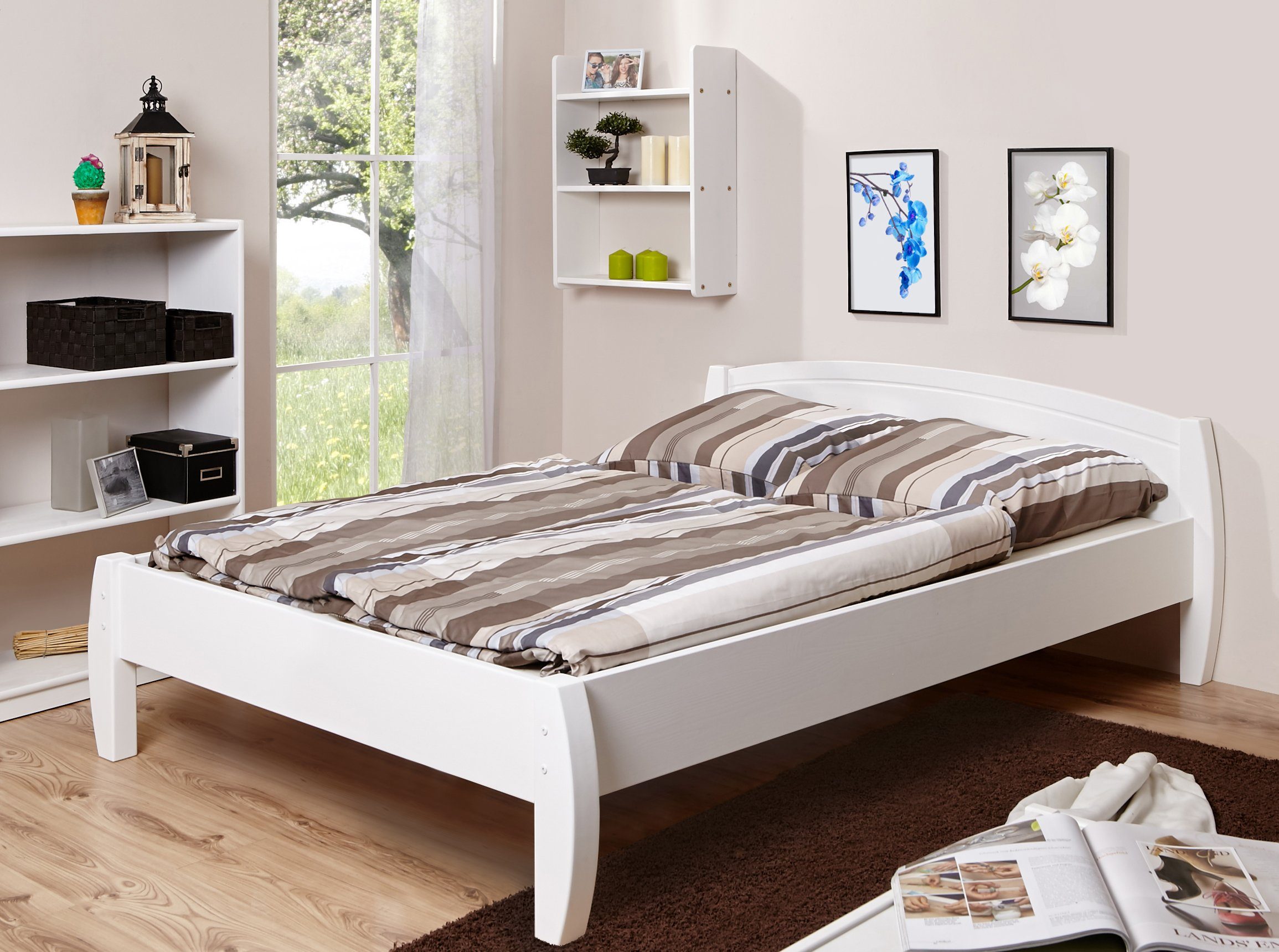 Ticaa Bettgestell Bett Jasmin Kiefer Weiß günstig online kaufen