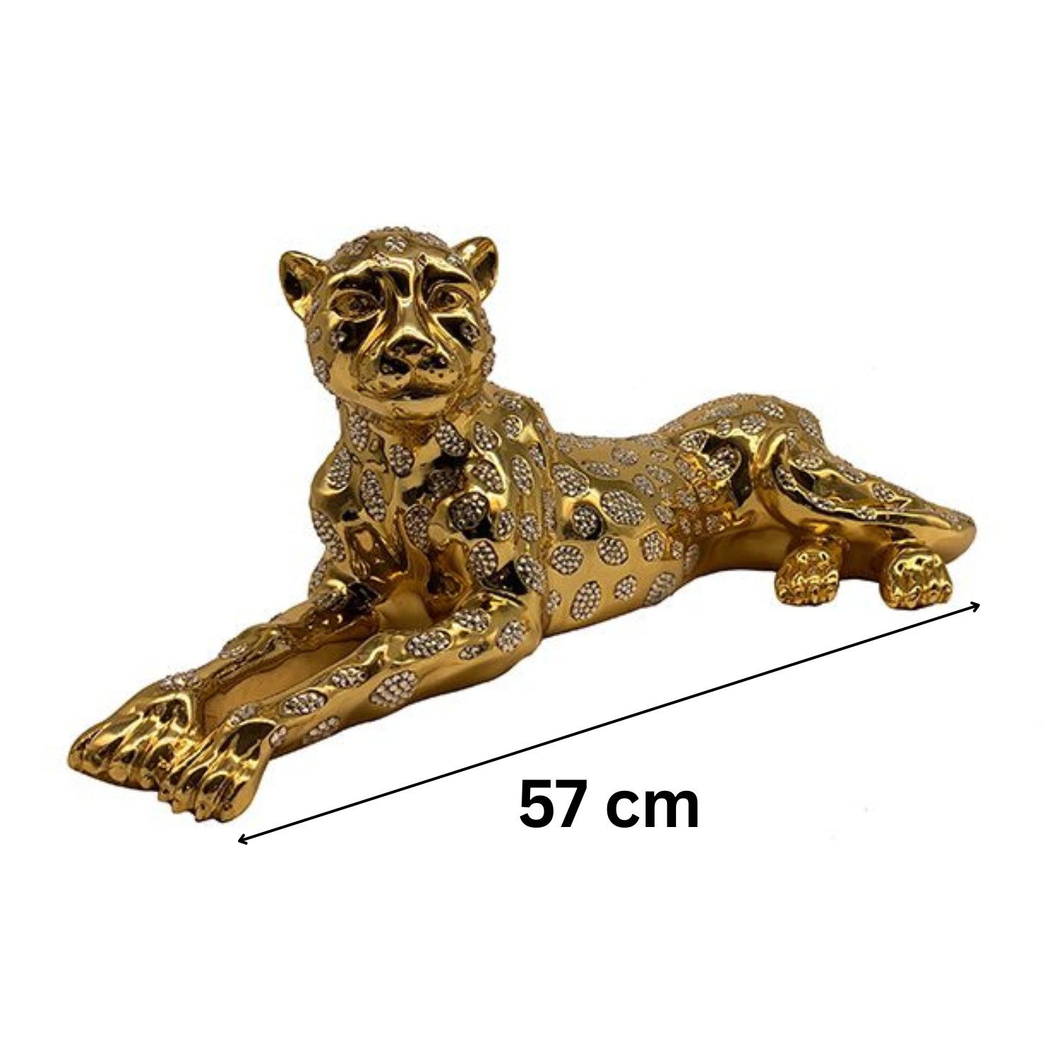 alesvelt Skulptur Moderne Dekofigur Leopard 57 cm Gold / Silber (1-Stück, 57 x 23 x 22 cm), Gold/ Silber