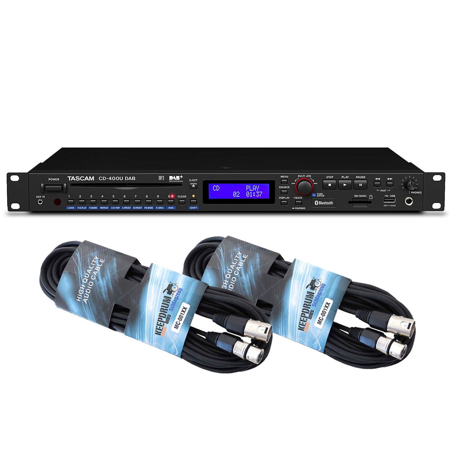 Tascam Medien-Player CD400UDAB mit 2x XLR-Kabel Digitales Aufnahmegerät