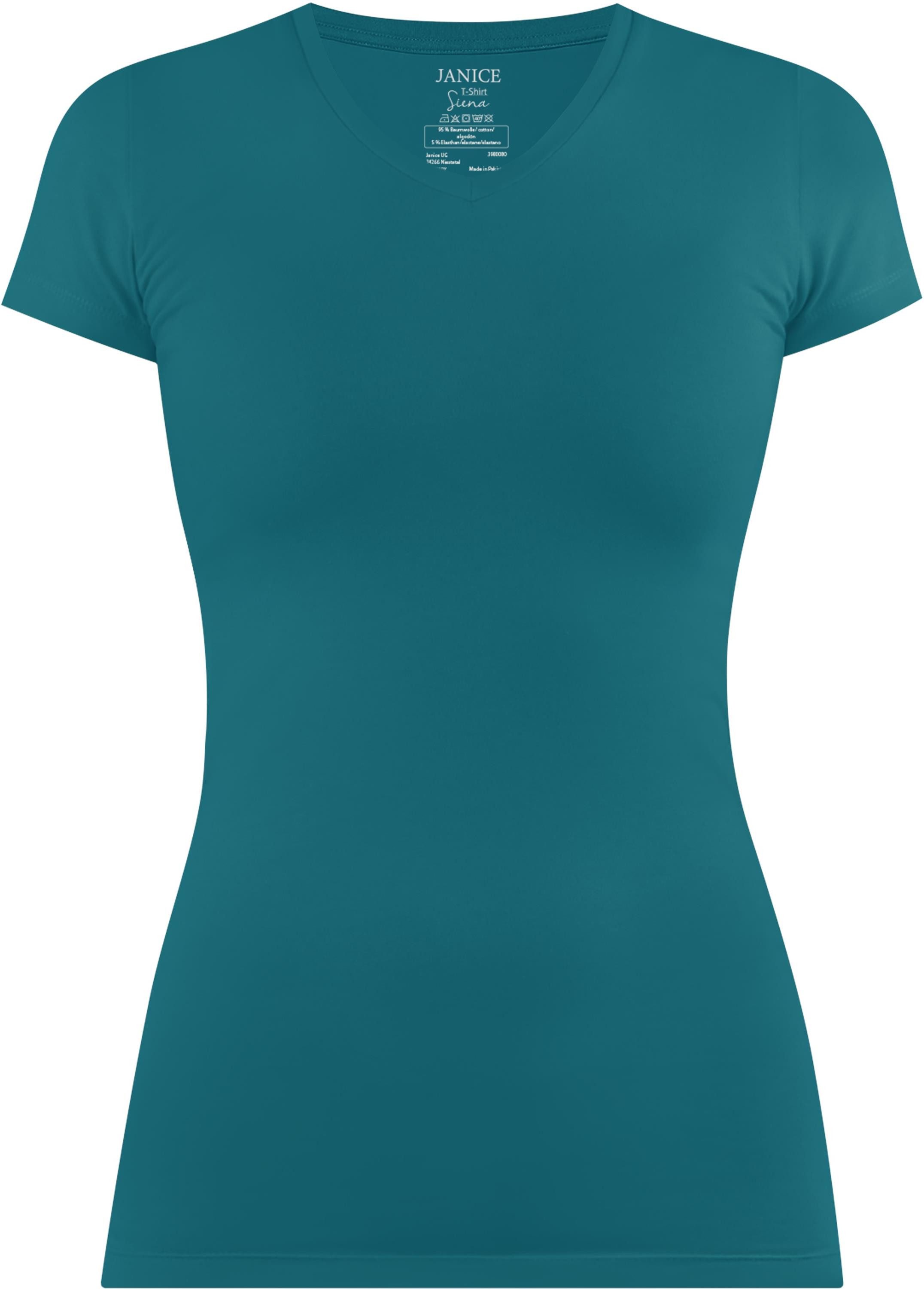 Kurzarmshirt Figurbetontes T-Shirt mit V-Ausschnitt Siena