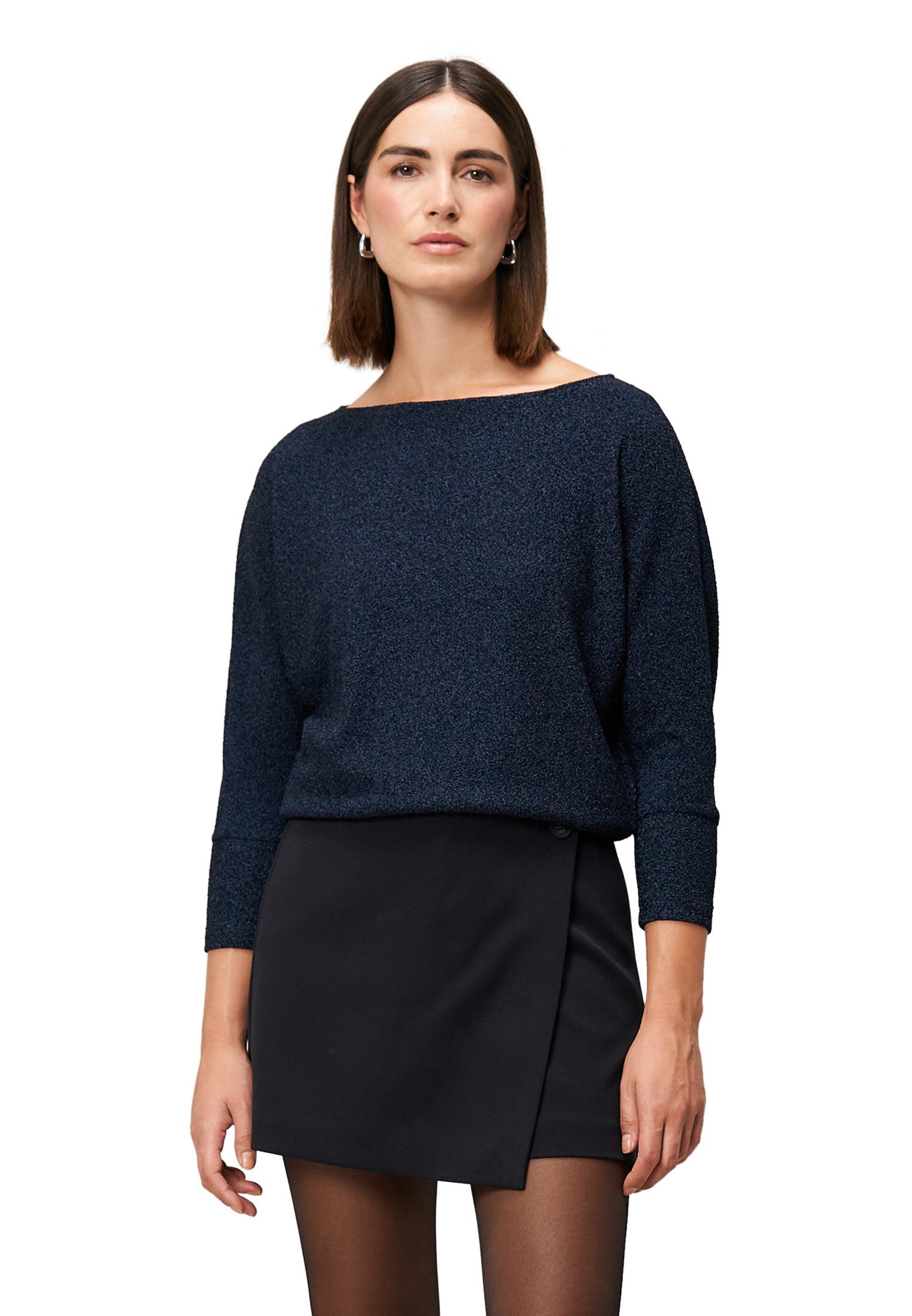 Zero Kurzarmshirt Damen Glitzershirt mit U-Boot Ausschnitt (1-tlg) Plain/oh günstig online kaufen