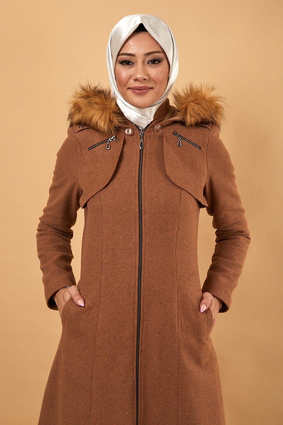 MODAMİHRAM Wintermantel Reißverschluss-Kapuzenwollmantel günstig online kaufen