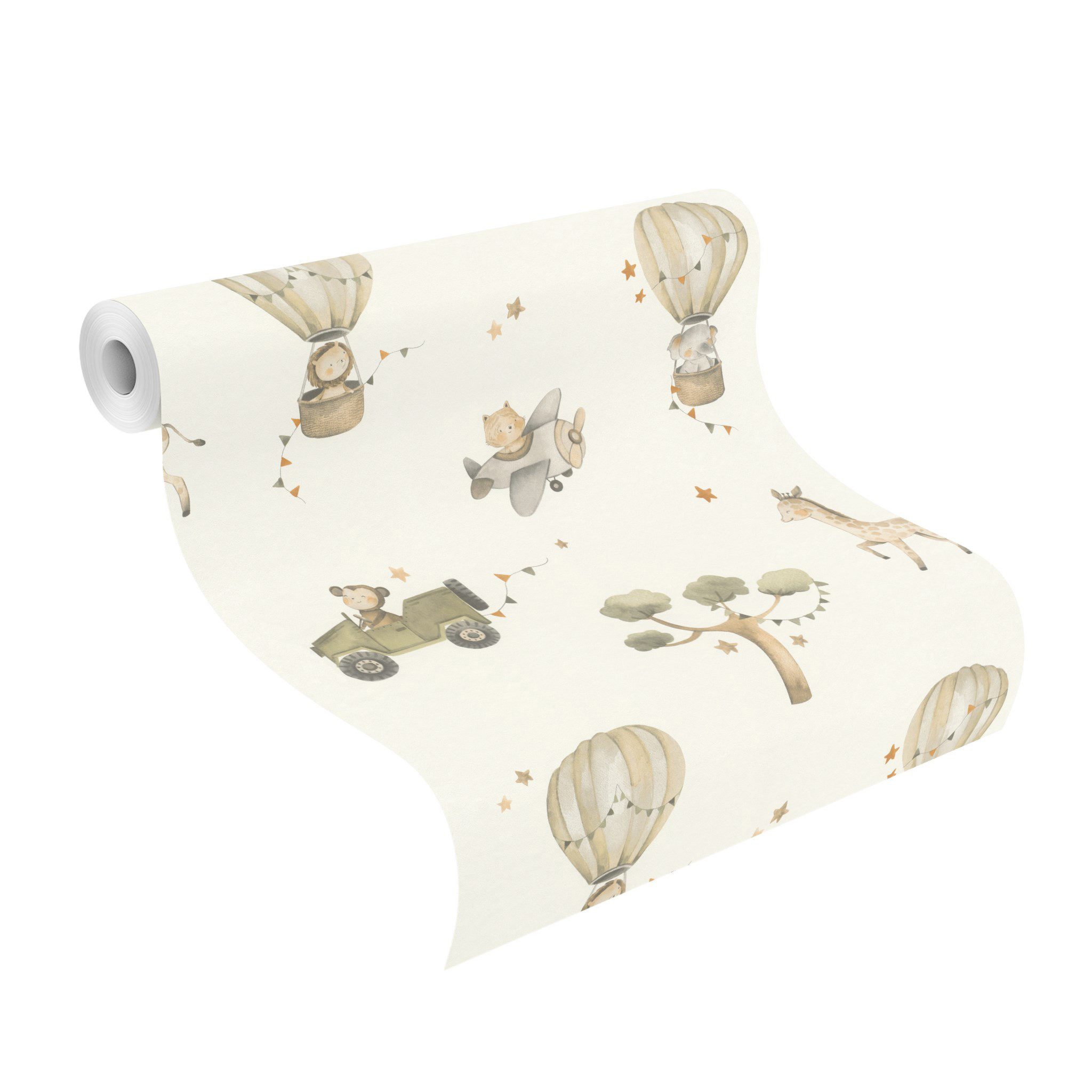 Rasch Vliestapete 302011 - Kinderzimmer-Tapete mit Safari-Tieren, strukturi günstig online kaufen