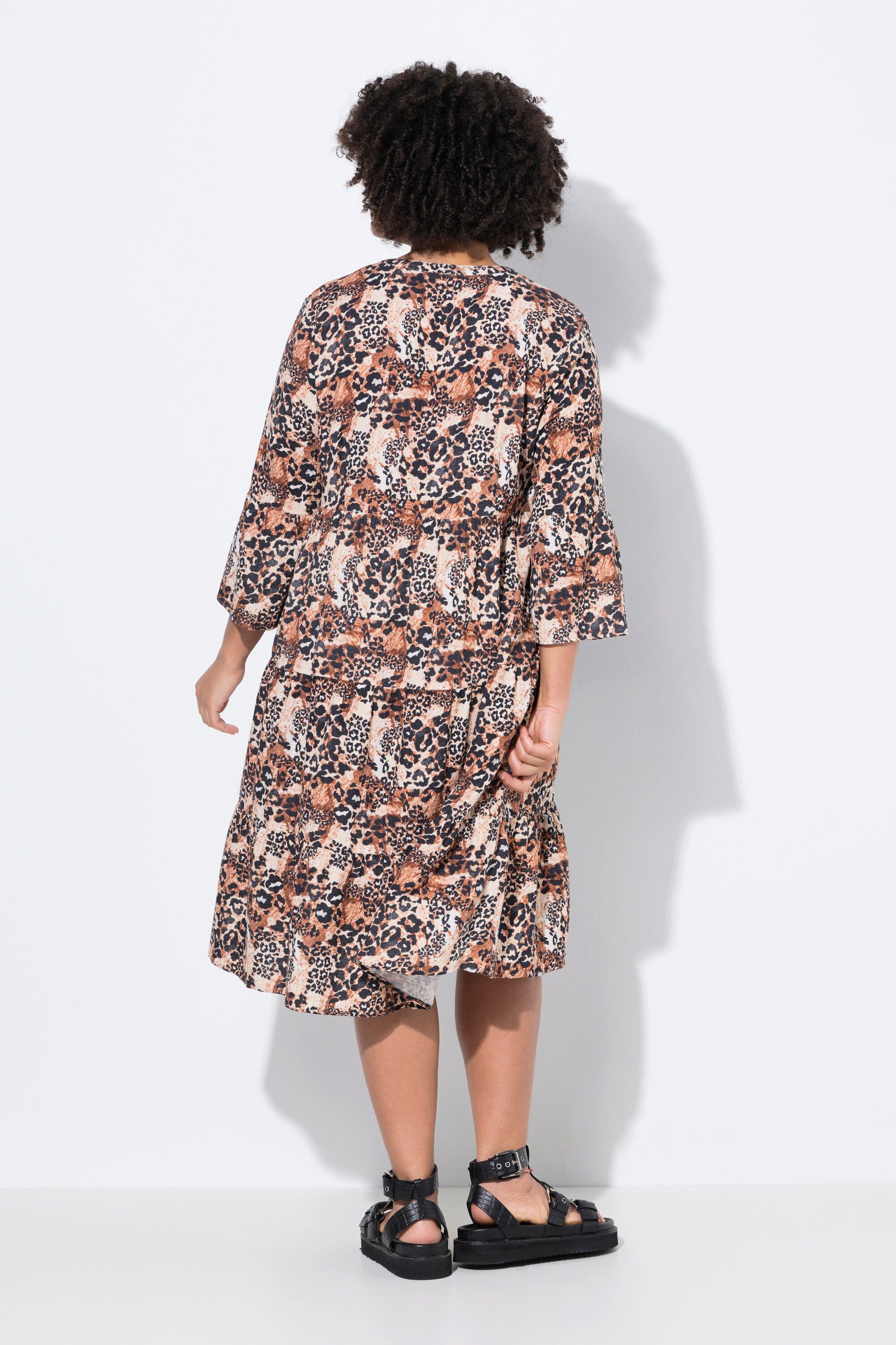 Angel of Style Jerseykleid Kleid A-Linie Musselin Leo-Muster Volants
