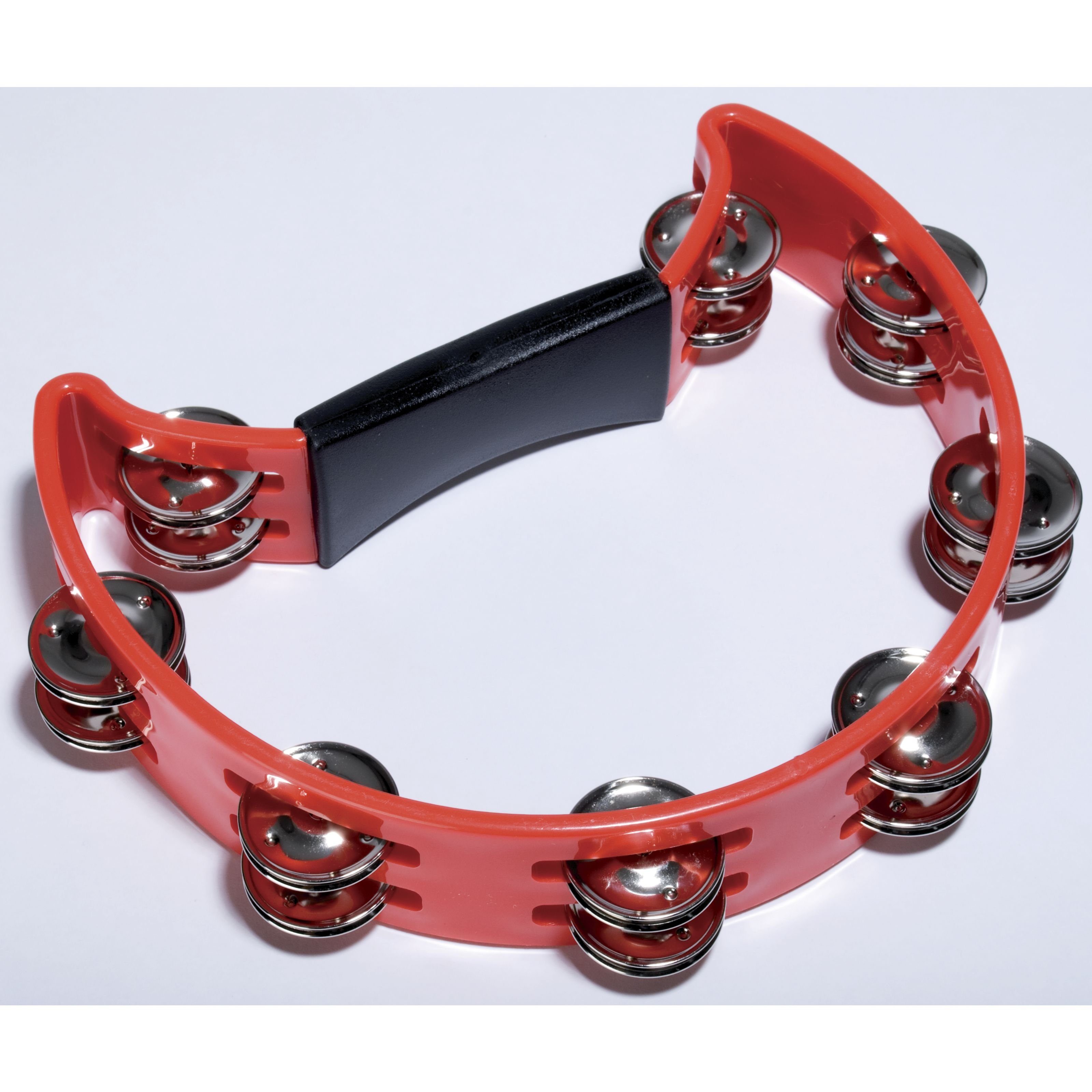 FAME Tambourine,Hand Tambourine Weiß Doppelreihige Stahl-Schellen Halbmond-Form Kunststoff Einzigartiger Sound Ideal für Musikliebhaber 3 Jahre Garantie, Percussion, Tambourines, Hand Tambourine, Doppelreihige Schellen, Halbmond-Form