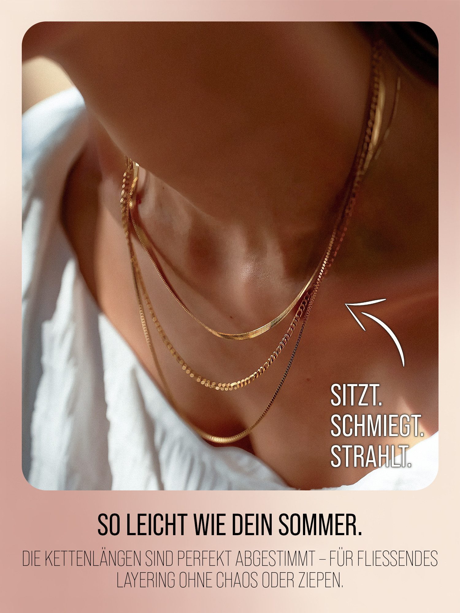 THIORA Gliederkette Layering Kette "Layers of Maui", 42cm + 6cm, Halskette Damen (inkl. Schmucketui), Layering Kette – Bild 4 von 5