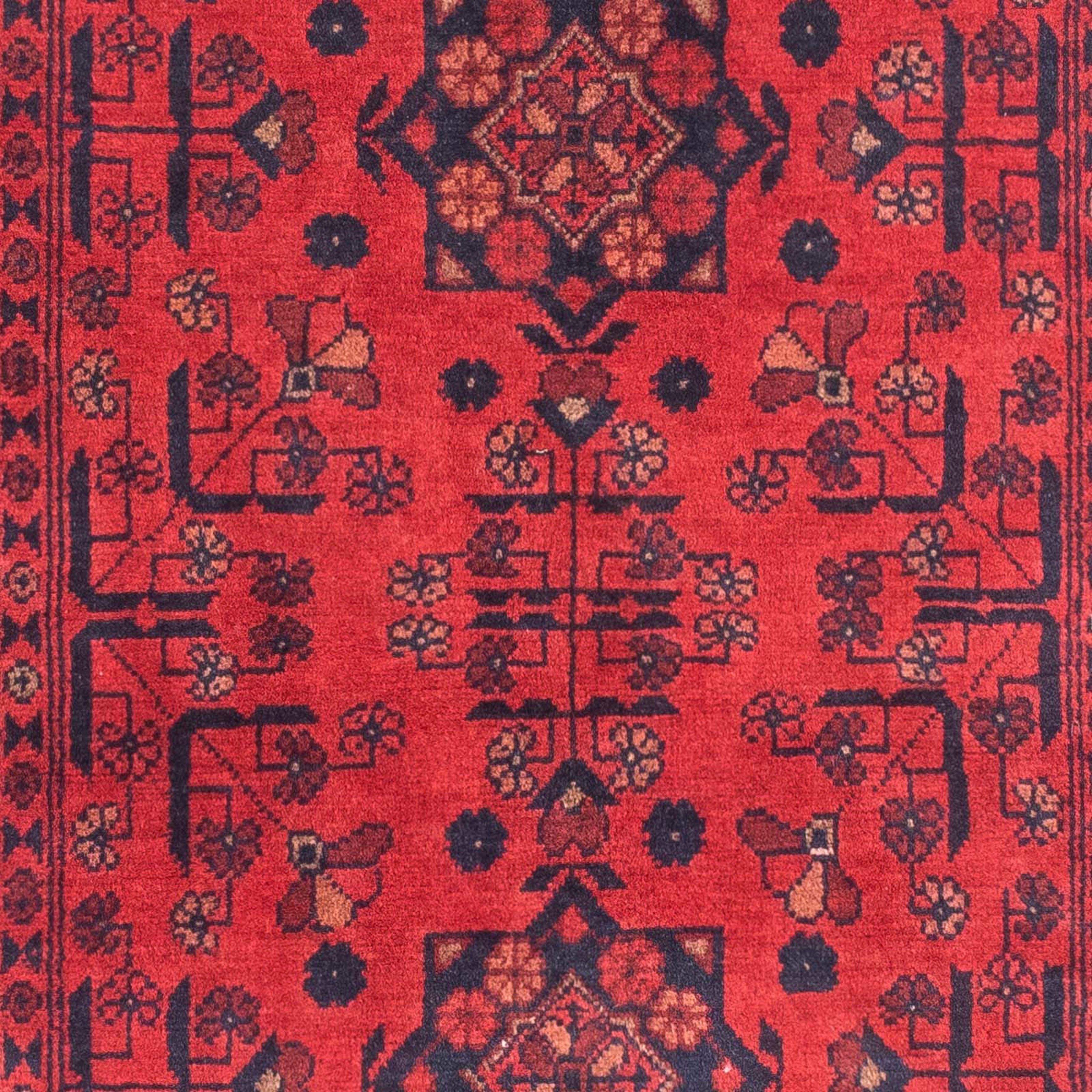 - 151 103 rot, Wohnzimmer, Höhe: morgenland, mit Afghan rechteckig, Zertifikat Handgeknüpft, Orientteppich 7 - x mm, cm - Einzelstück Kunduz