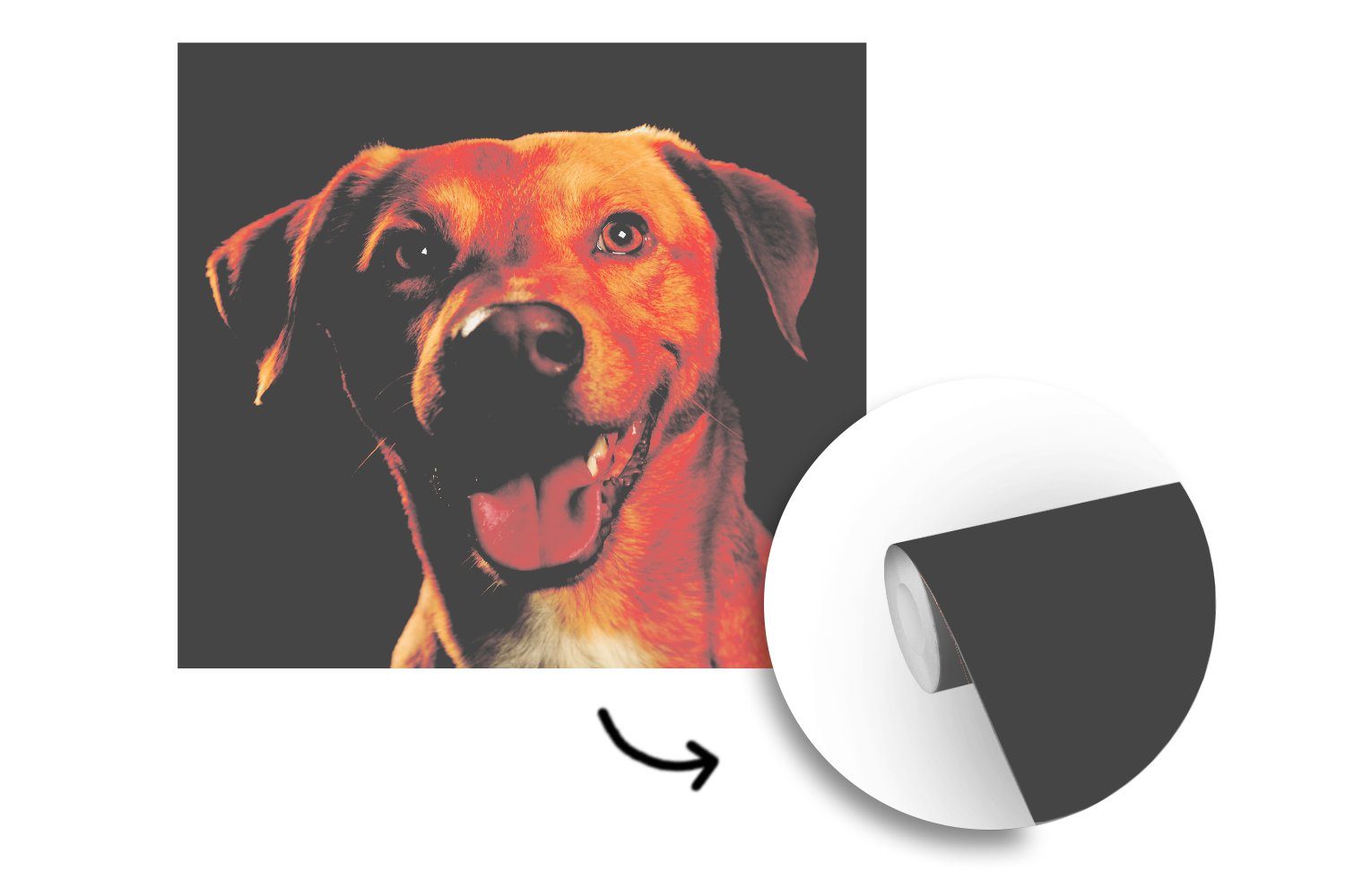 MuchoWow Matt, (4 Vliestapete Fototapete bedruckt, Schlafzimmer Wohnzimmer Küche, Porträt, Fototapete - - St), Haustiere Hund für