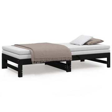 vidaXL Bett Tagesbett Ausziehbar Schwarz 2x(90x190) cm Massivholz Kiefer