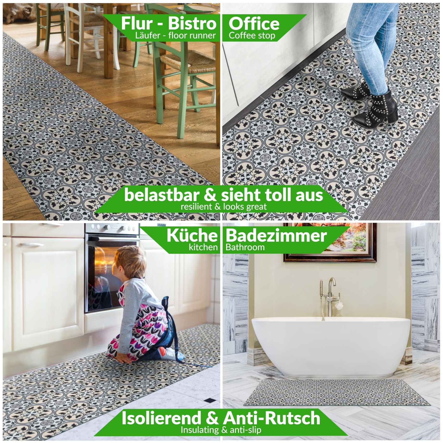 ANRO Küchenläufer Hochwertig GreenLine Flurläufer Teppichläufer Textil, Eckig, Höhe: 3 mm, Textil