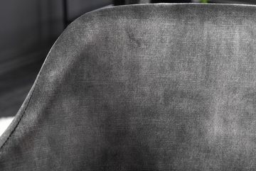 riess-ambiente Armlehnstuhl VOGUE grau / schwarz (Einzelartikel, 1 St), Esszimmer · Samt · Metall · mit Armlehne · Retro Design