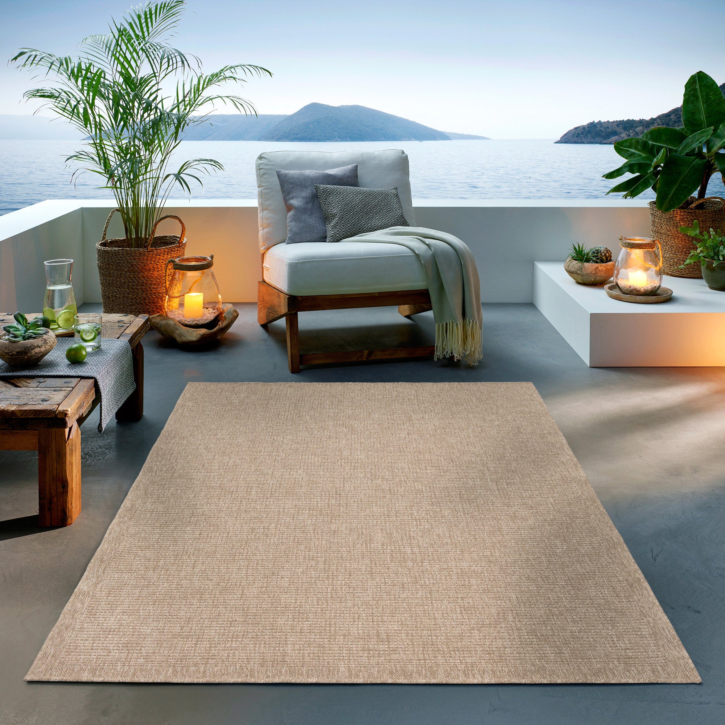 TaCa Home Teppich Outdoor & Indoor Teppich wetterfest Sisal-Jute-Optik, rec günstig online kaufen