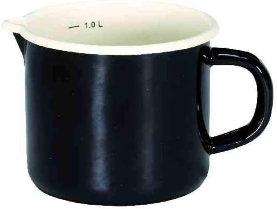 Karl Krüger Milchtopf Milchtopf Kochtopf Topf Ausguss Emaille schwarz Triest 1 L, (1-tlg)