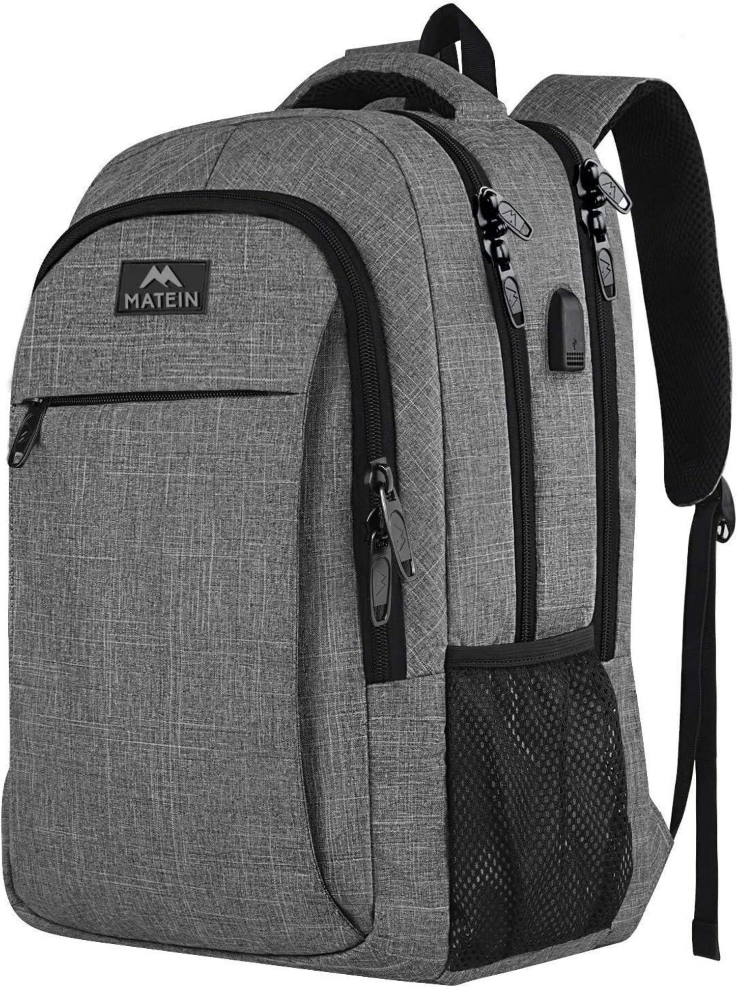 Notebookrucksack Rucksack Laptop 15.6 Zoll USB Ladeanschluss Grau Multifunktion Daypack