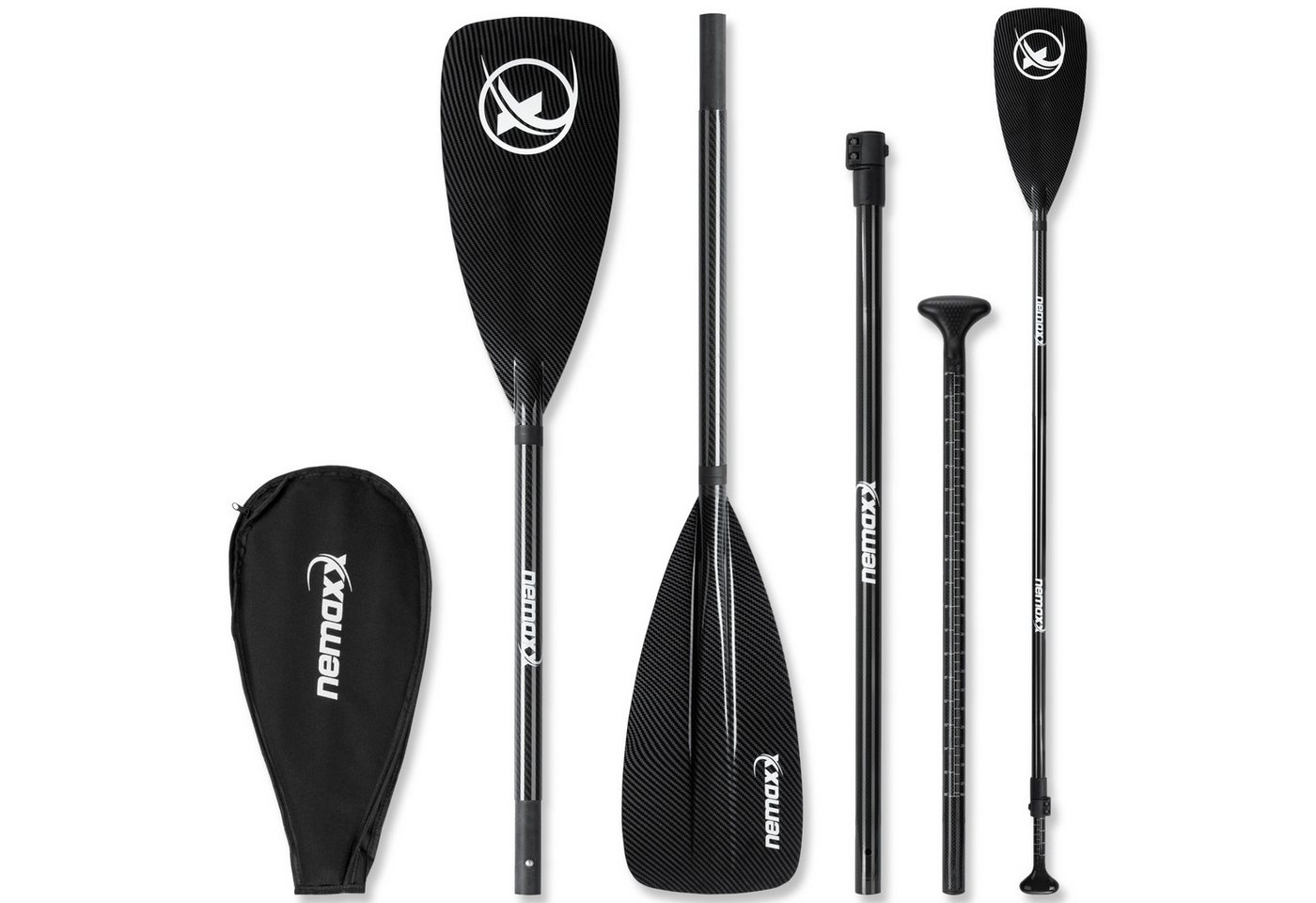 NEMAXX CARBON SPEED SUP Paddel 3-teilig 165–210 cm teleskopisch verstellbar Schlauchbootpaddel, CARBON SPEED SUP Paddel 3-teilig 165–210 cm teleskopisch verstellbar