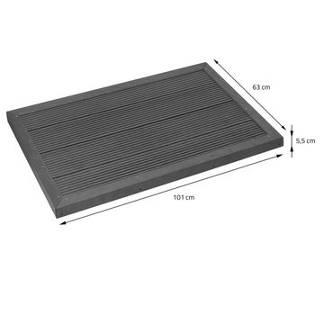 ML-DESIGN Solardusche WPC Bodenelement für Solardusche Bodenplatte für Gartendusche, Dunkelgrau 101x63x5,5cm rutschfeste Unterlage inkl. Montagematerial