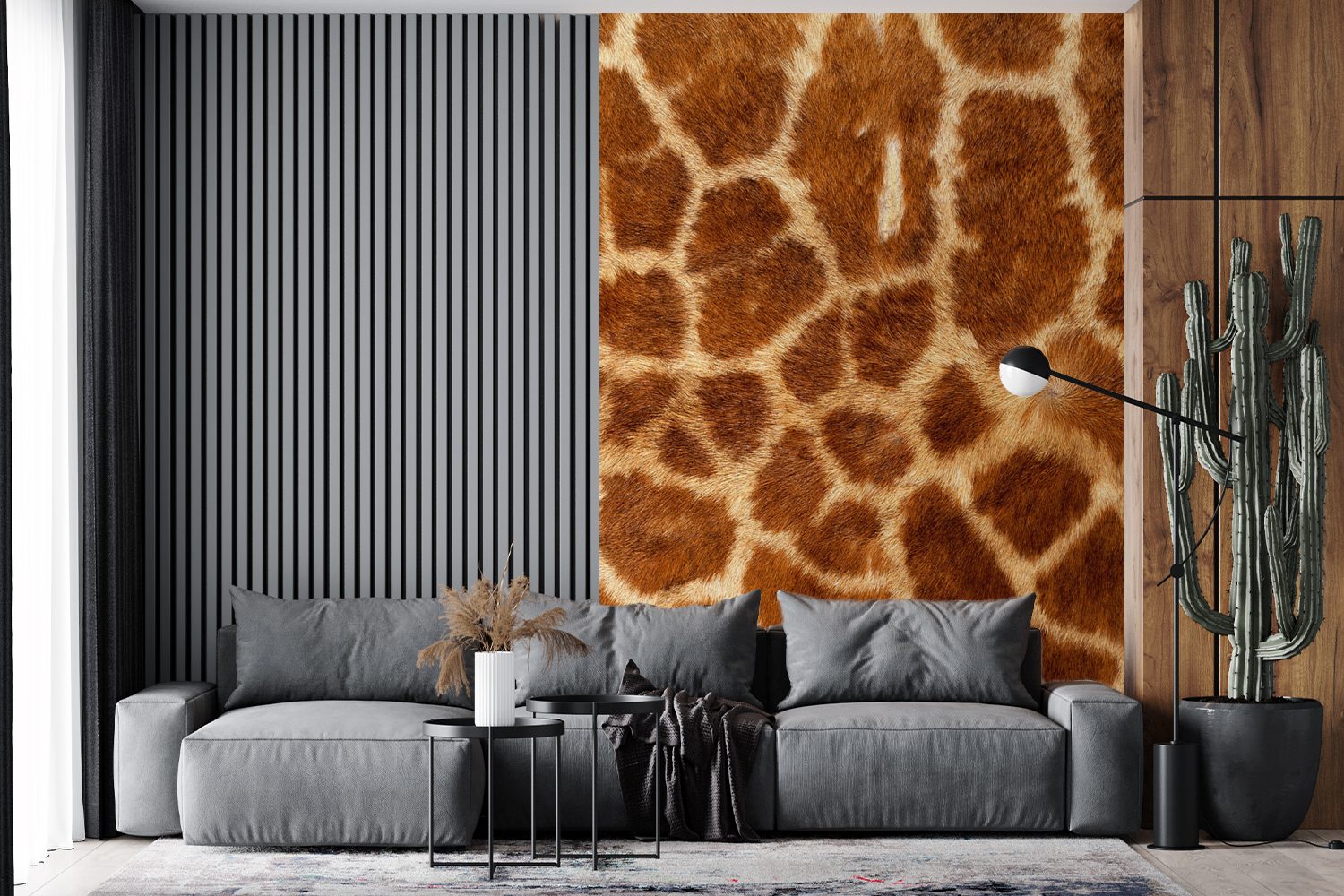 (3 Wandtapete Montagefertig MuchoWow Wohnzimmer, Tiere, St), - Matt, Fototapete Fell Tapete bedruckt, Vinyl - für Giraffe