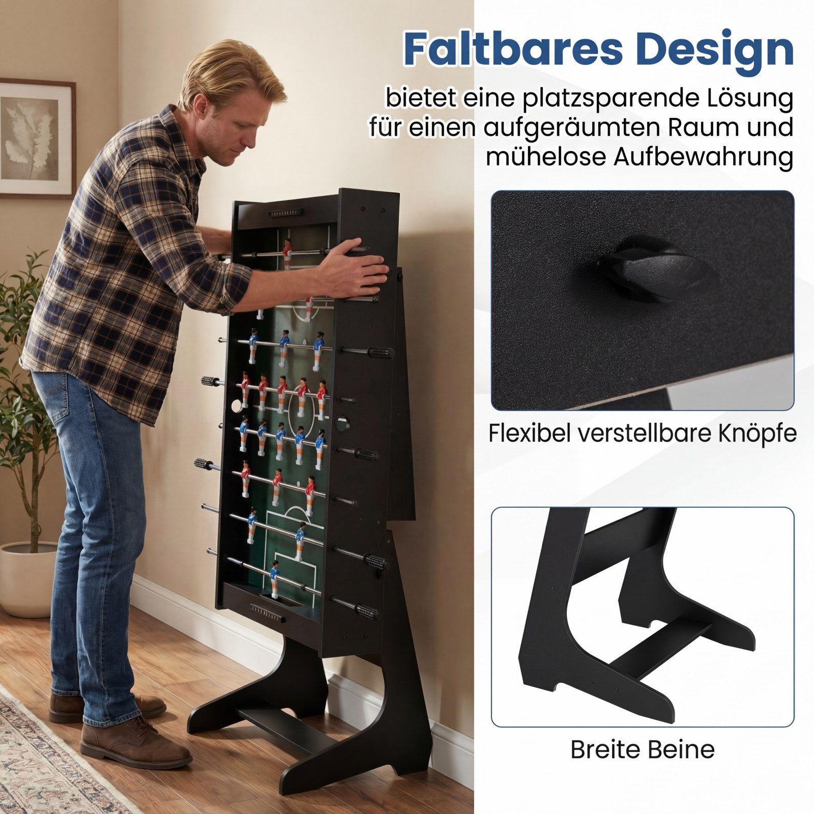 COSTWAY Kickertisch, 120cm Tischkicker klappbar, Tischfußball platzsparend