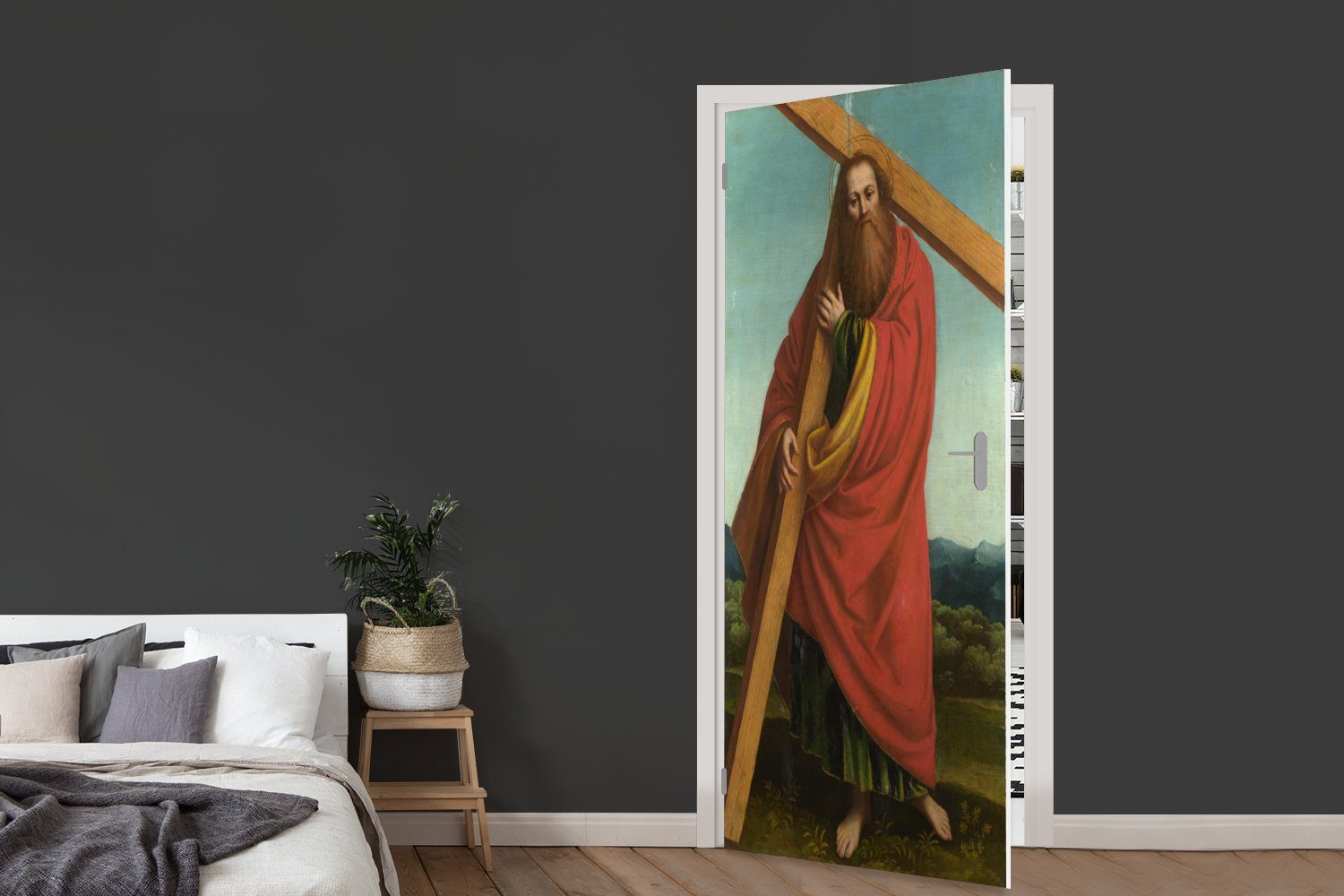 MuchoWow Türtapete Der Heilige Andreas (1 cm Fototapete Gaudenzio - von Matt, bedruckt, Türaufkleber, St), Ferrari, 75x205 Gemälde für Tür