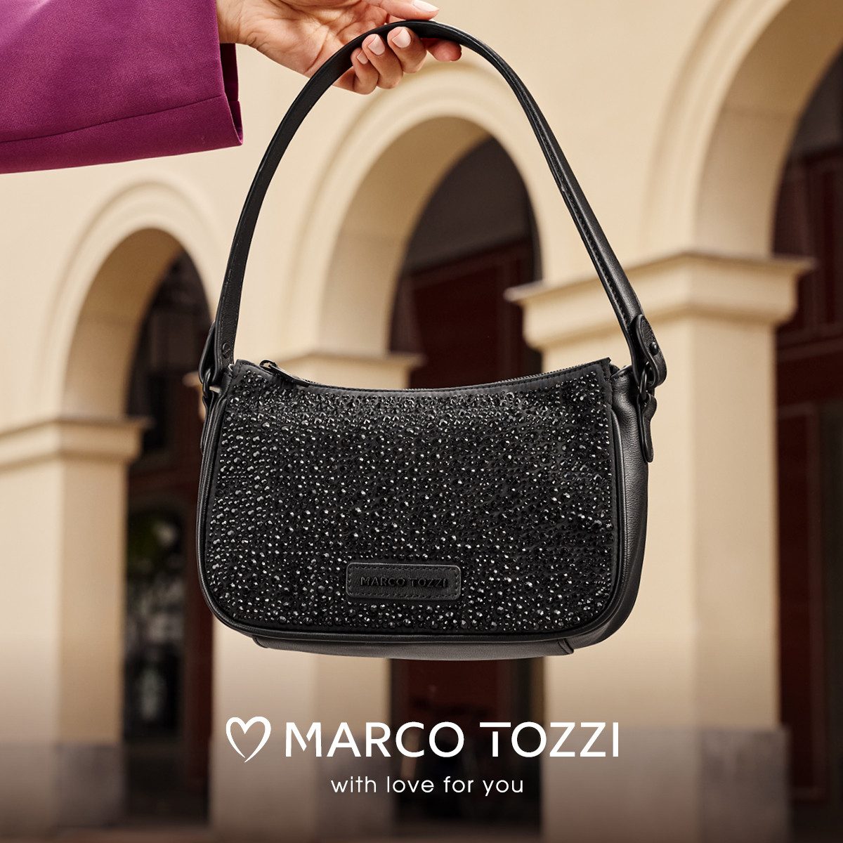 MARCO TOZZI Umhängetasche, Damen Schultertasche, Abendtasche mit funkelnden günstig online kaufen