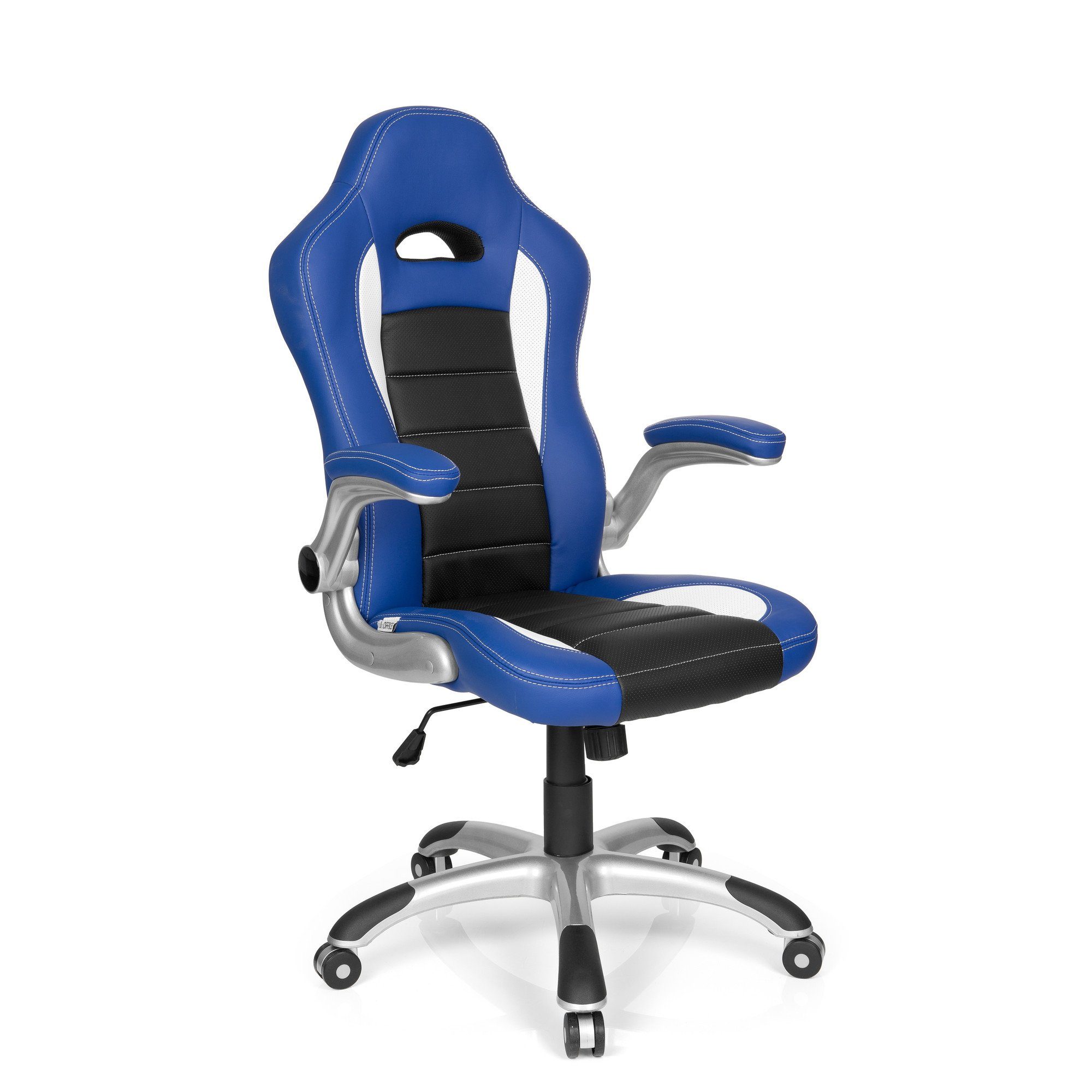 ergonomisch SPORT / Schwarz GAME Drehstuhl hjh Blau Weiß Gamingstuhl Kunstleder, OFFICE /