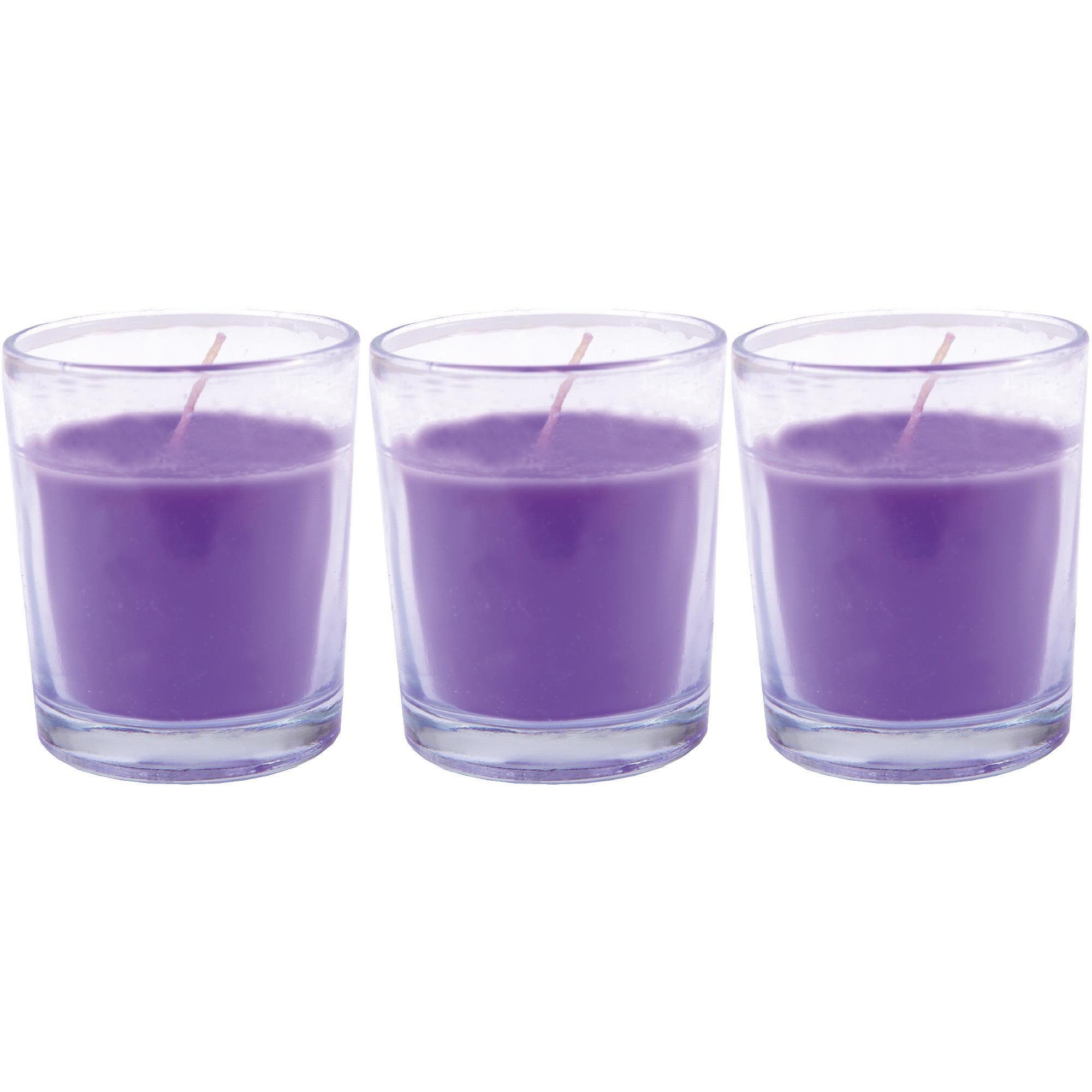 HS Candle Duftkerze Set im Glas (3-tlg), Lavendel, sanfte florale Duftnote, Ø4,5x6,5 cm, bis zu 12h Brenndauer – Bild 4 von 4