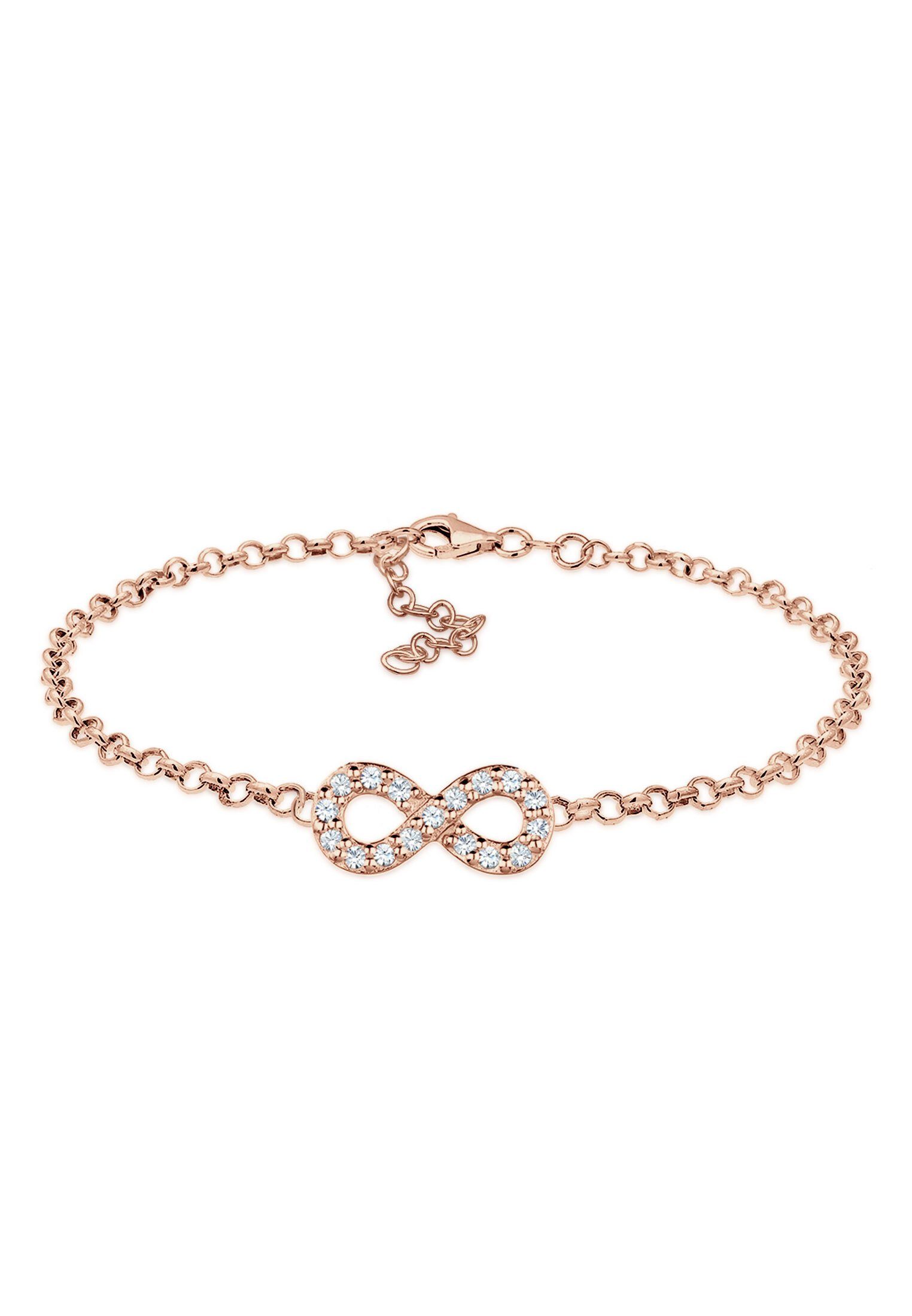 Elli Armband Infinity Weiß 925 Silber Rosegold, mit Kristallen von Swarovski® (kein Set, 1-tlg), Infinity