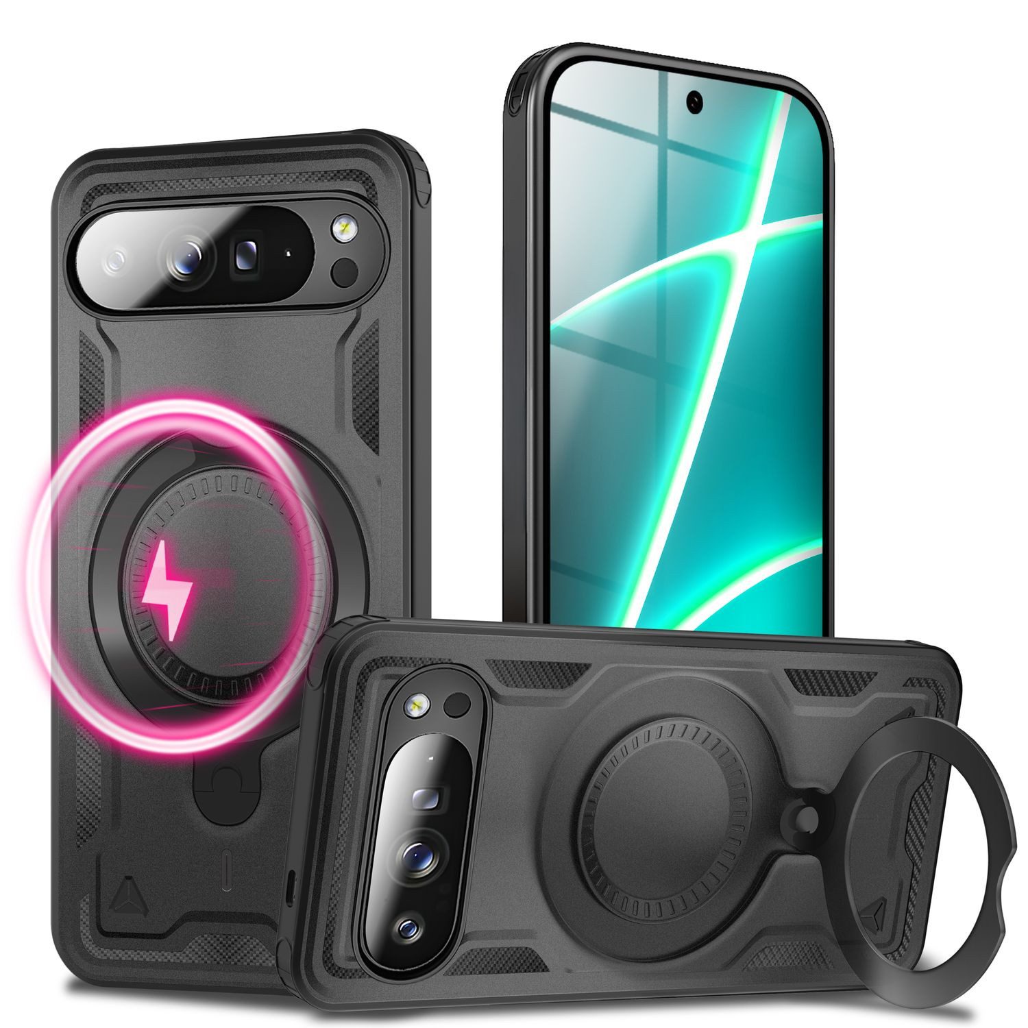 Nalia Smartphone-Hülle Google Pixel 10 Pro XL 17,3 cm (6,8 Zoll), Military Armor Case / MagSafe / Extrem Schutz / 360° Ring / Outdoor