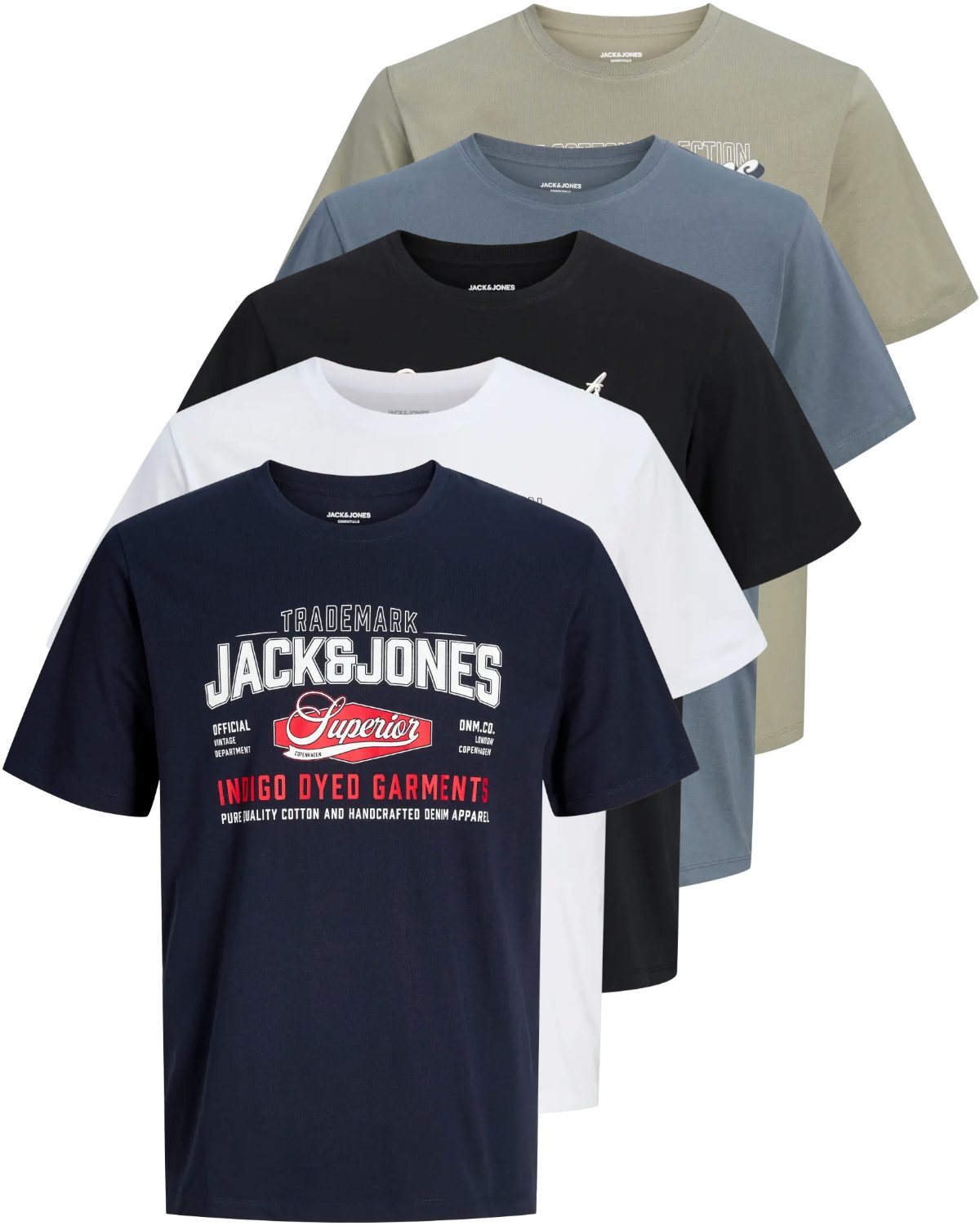 Jack & Jones Print-Shirt Bedrucktes T-Shirt aus Baumwolle (5er-Pack)