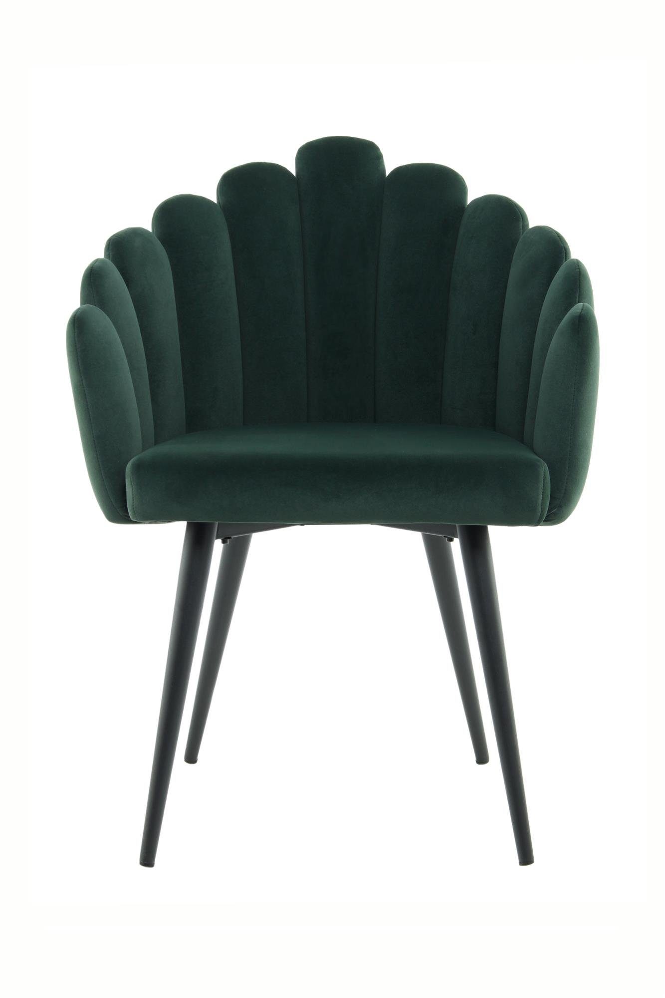 Qiyano Stuhl Sessel Samt-Stuhl mit Armlehne Muschel-Form Wohnzimmer Grün | Grün