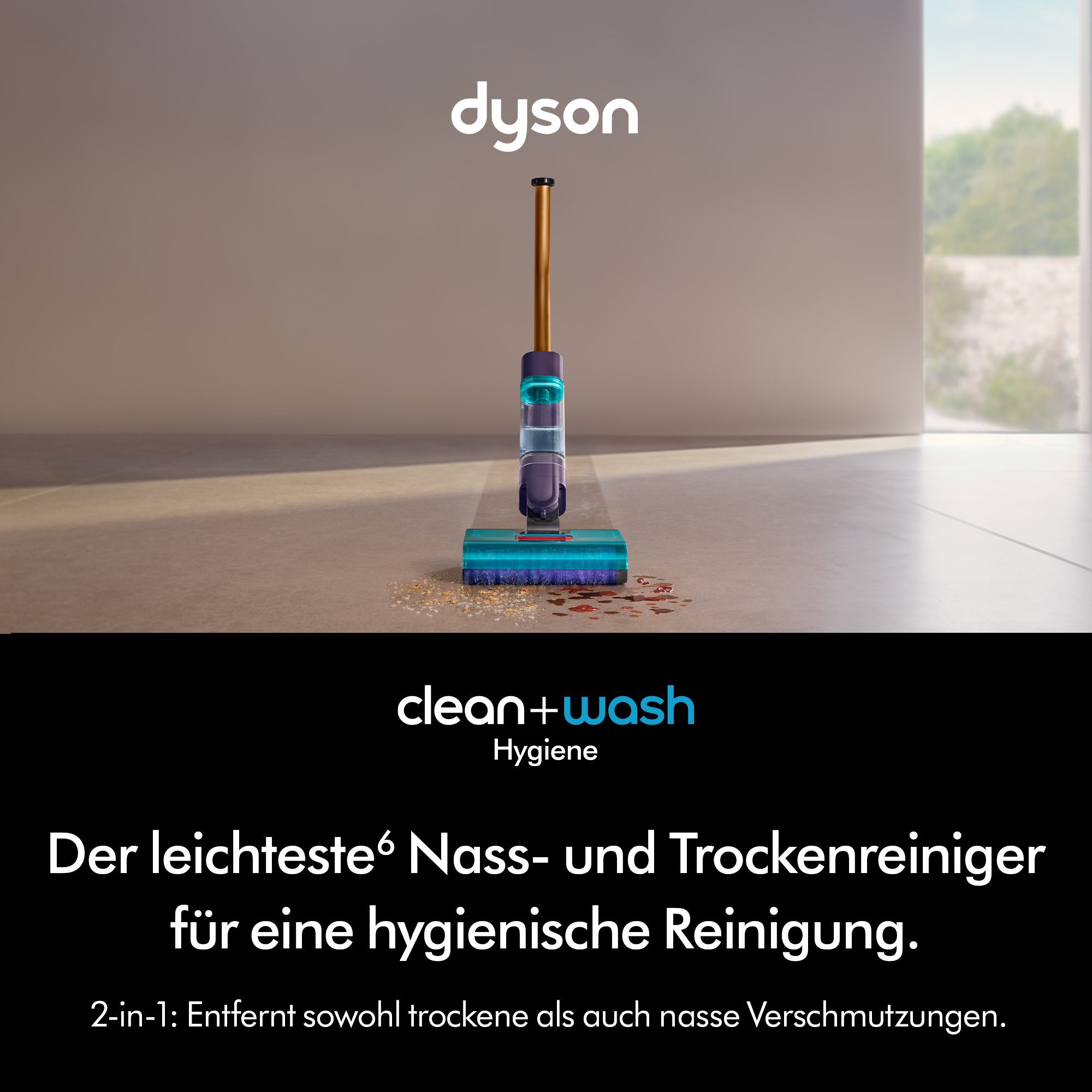 DYSON Nass-Trocken-Sauger Clean+Wash Hygiene, Nass- und Trockenreiniger, beutellos, Dysons hygienisches, filterloses System