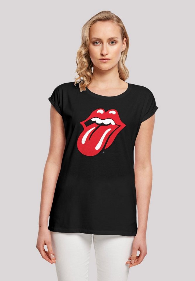 F4NT4STIC T-Shirt The Rolling Stones Zunge Rot Print, Das Model ist 170 cm  groß und trägt Größe M