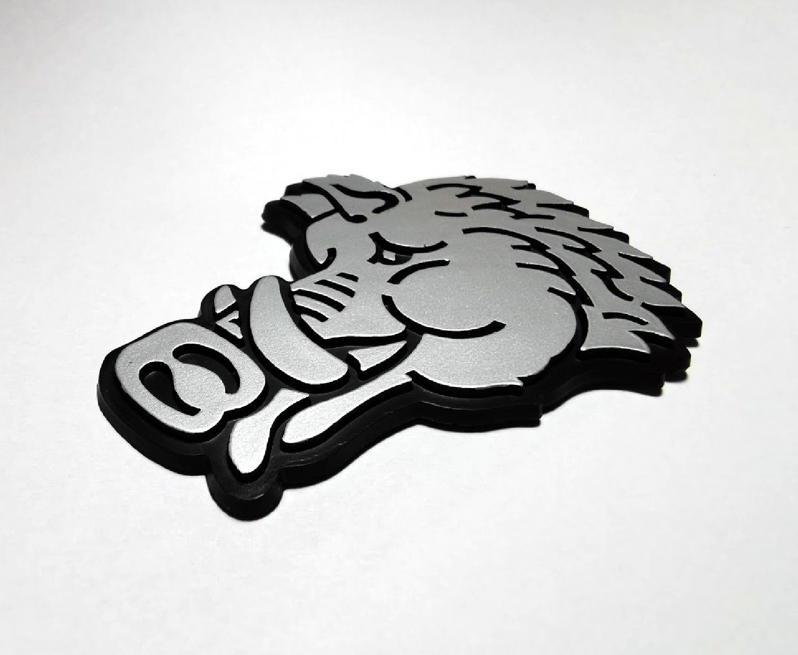 Sau Wildschwein Keiler Eber Relief Emblem 3D Schild 8 x 6 cm selbstklebend grau 