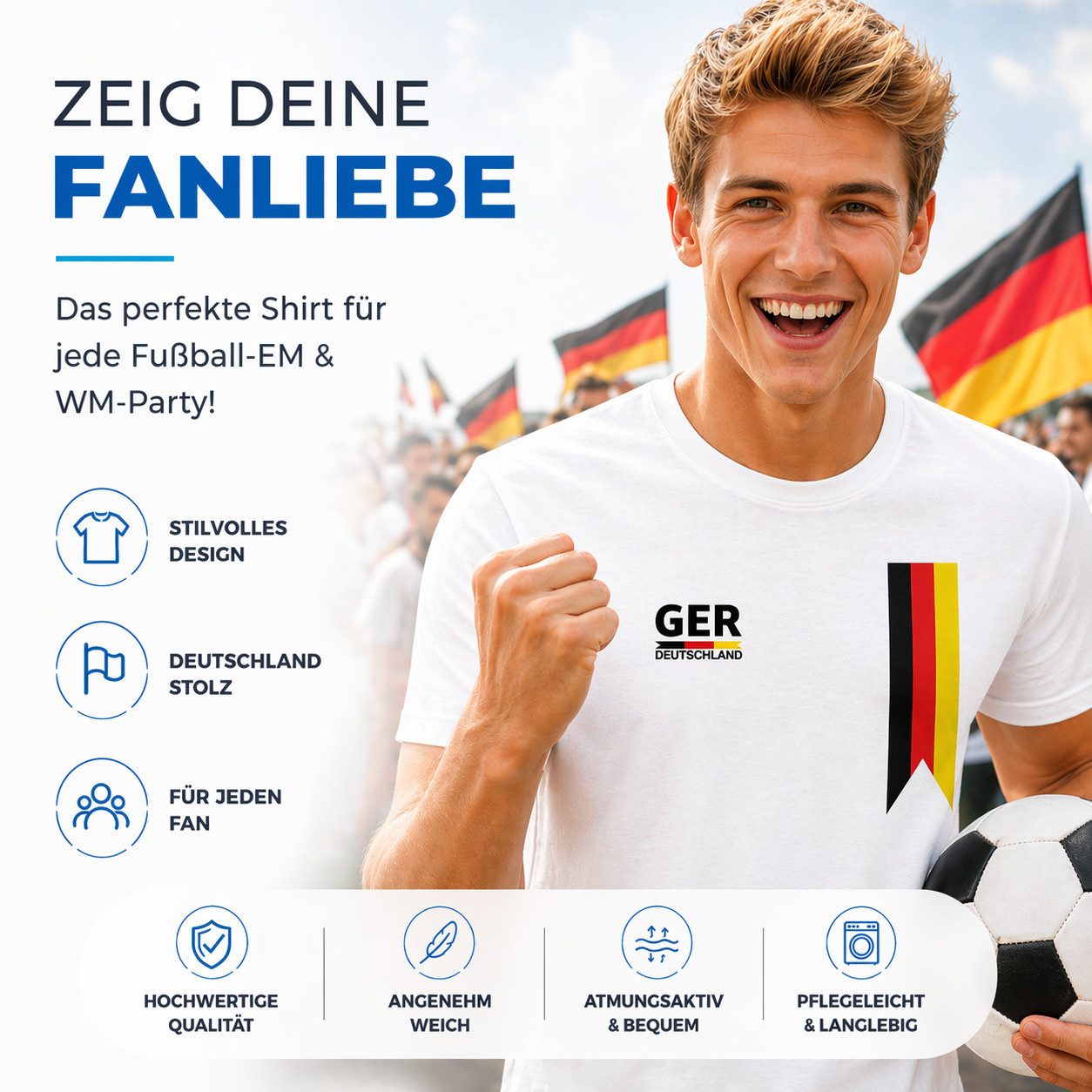 Outdoorn Fußballtrikot Deutschland T-Shirt WM 2026 – Fußball Weltmeisterschaft Shirt Flagge