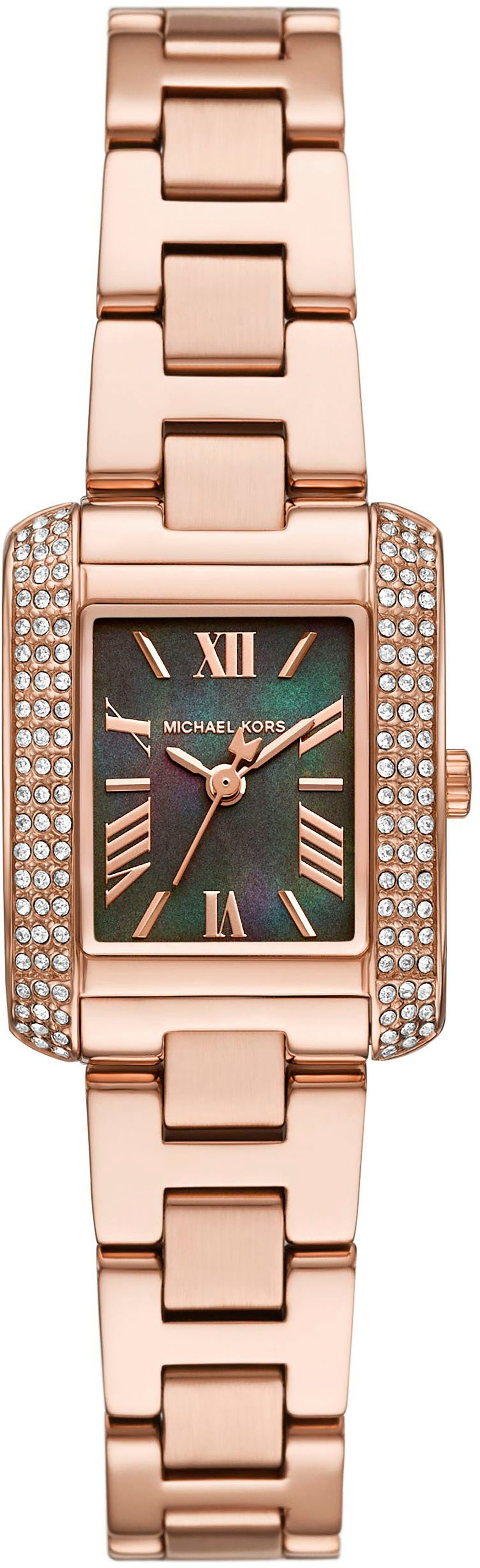 MICHAEL KORS Quarzuhr PETITE EMERY MK4868, Armbanduhr, Damenuhr, Edelstahlarmband, analog, Glassteine