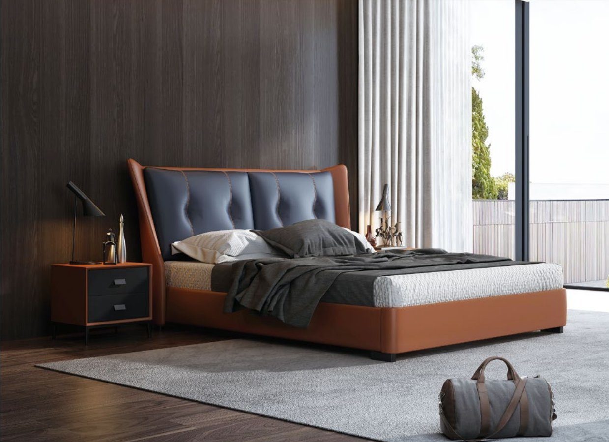 Leder Schlazimmer 180x200cm Bett Bett, Designer Italienische Neu JVmoebel