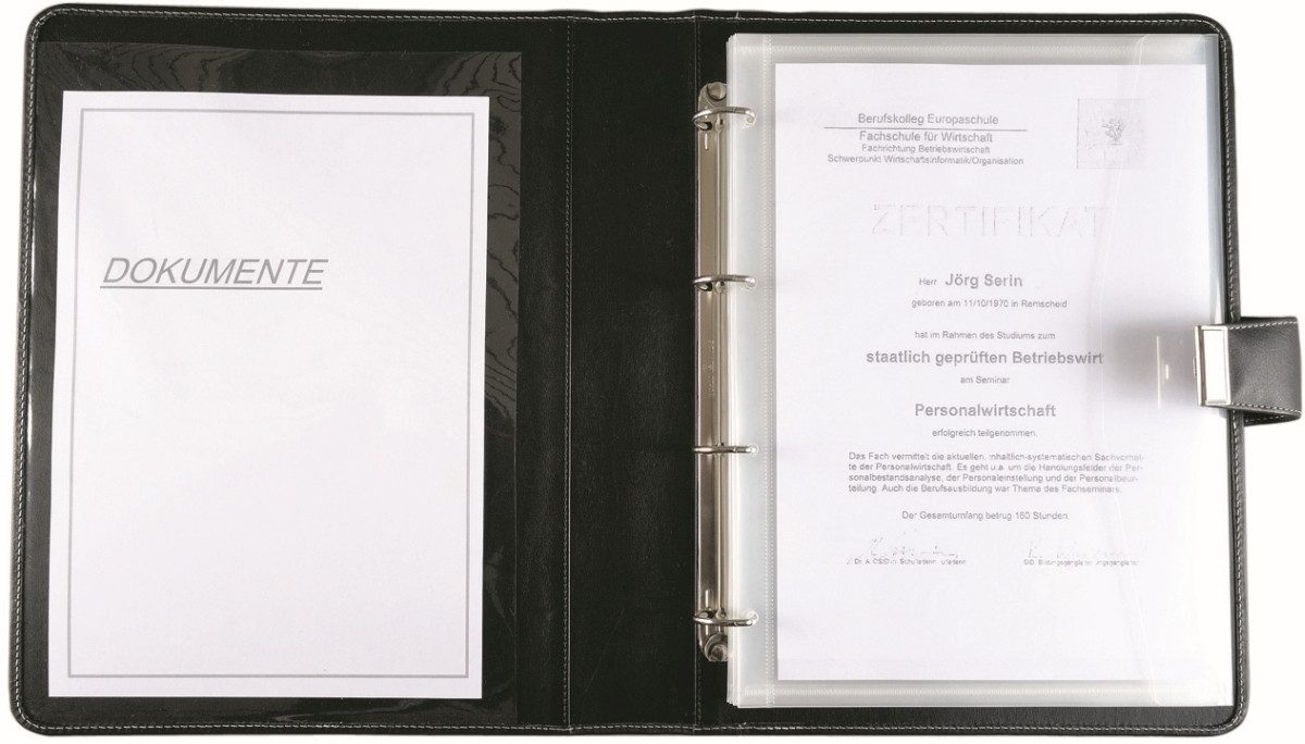 Alassio® Schreibmappe Dokumentenmappe A4 mit Schloss Kunstleder schwarz