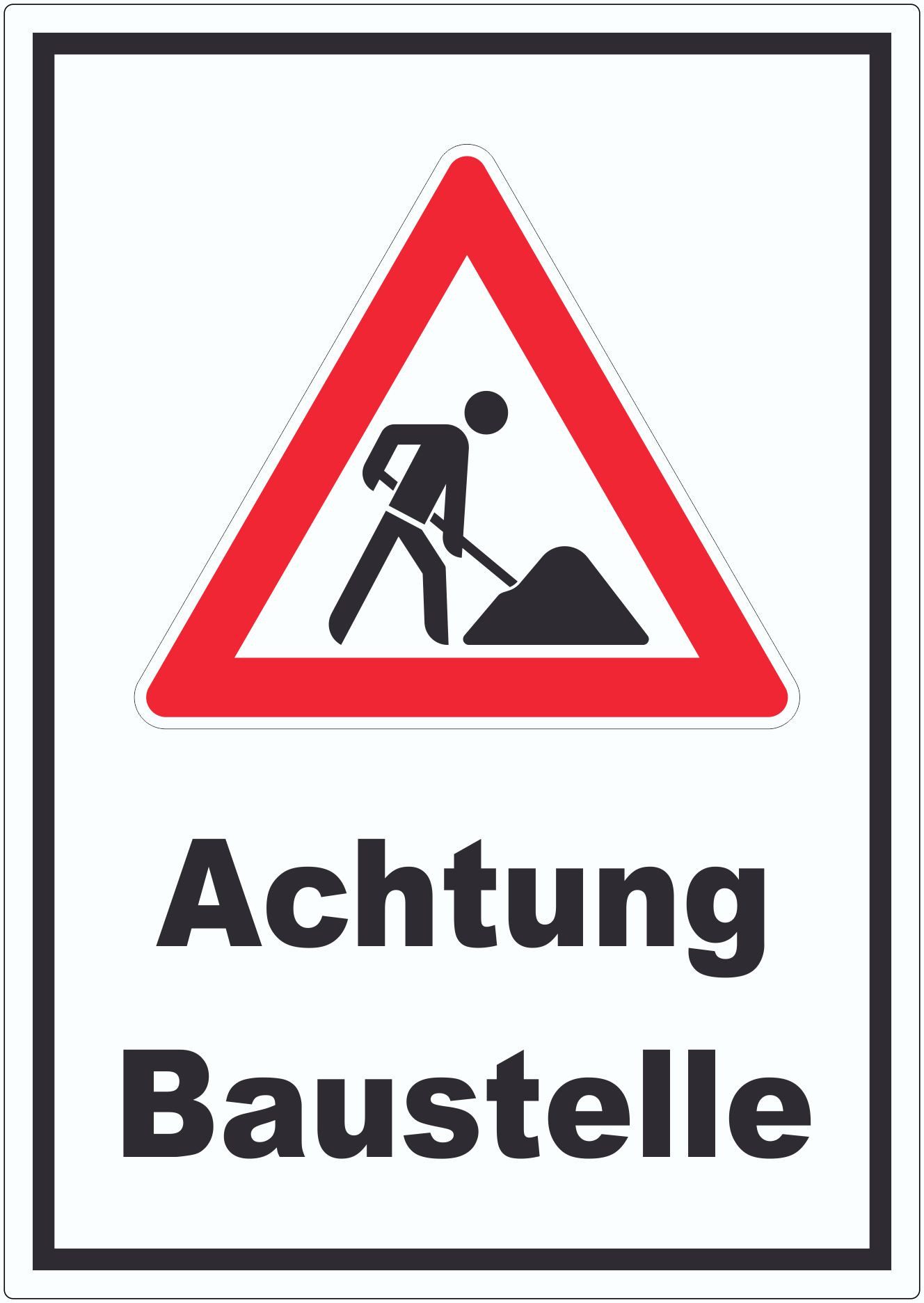HB-Druck Aufkleber Achtung Baustelle Aufkleber Arbeitsstelle, wetterfest, UV-beständig, kratzfest